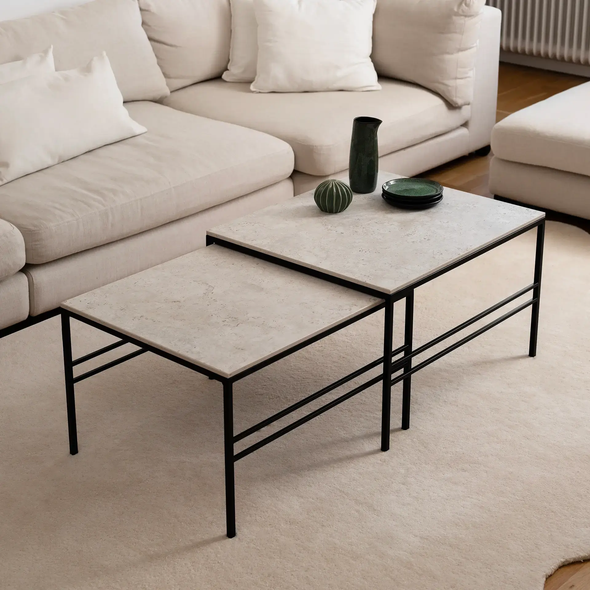 Coffee table Anton  - Small set - Black Frame - Sabbia Dekton Top - Image 2