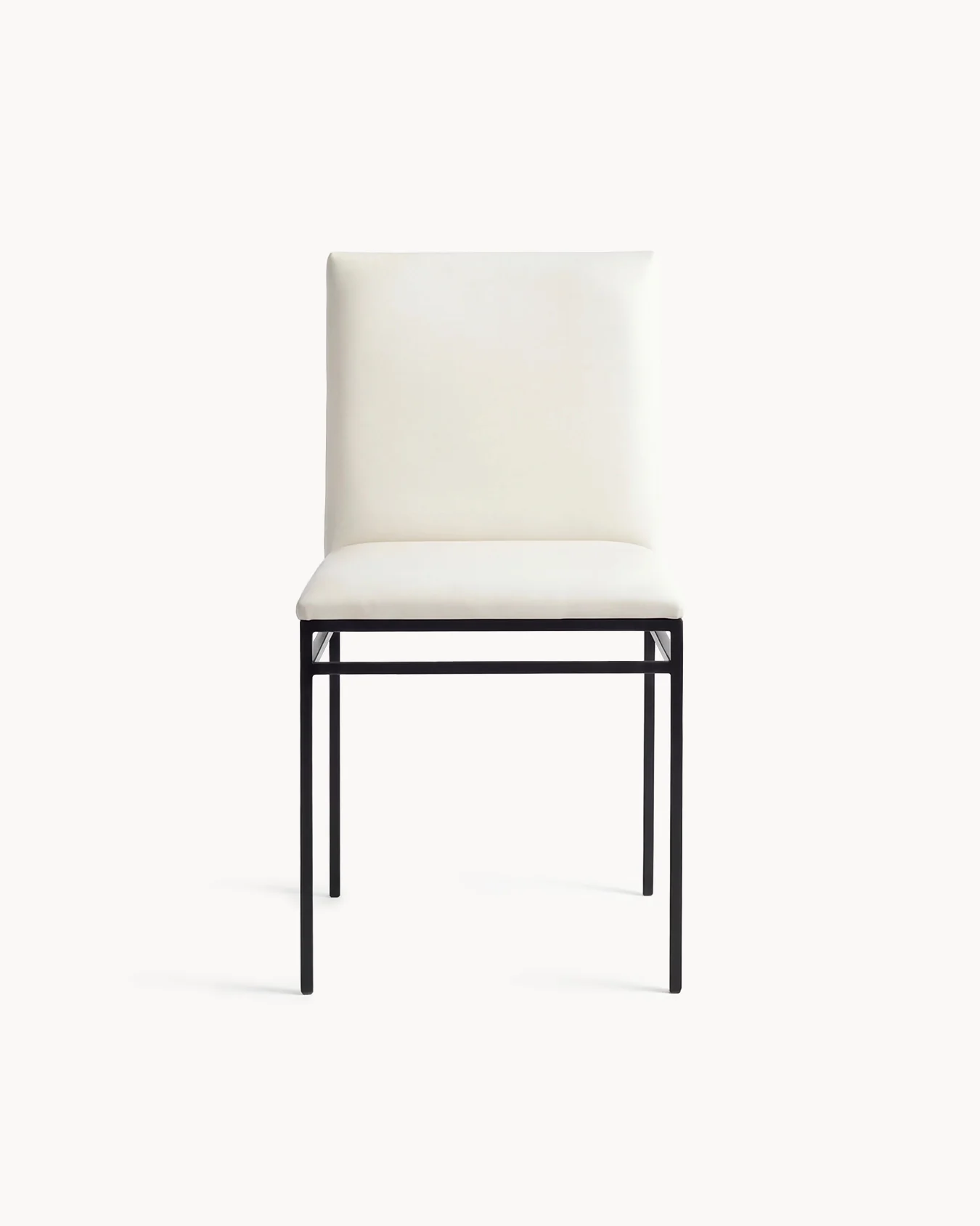 Dining chair Bella  - Black Frame - Ivory Leather Cushion - Image 3