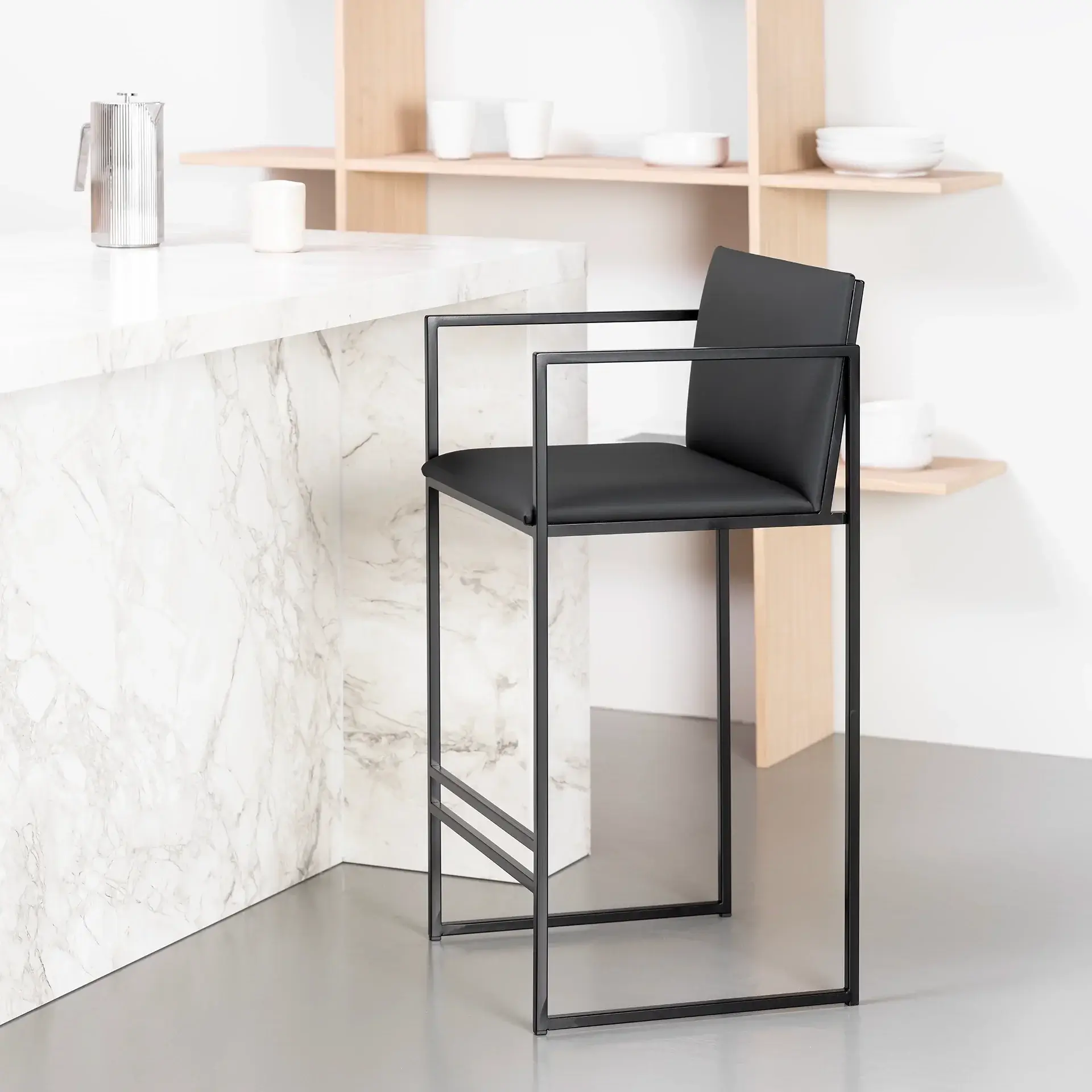 Bar Stool Bruno – Black – Jade Black Leather - Image 5