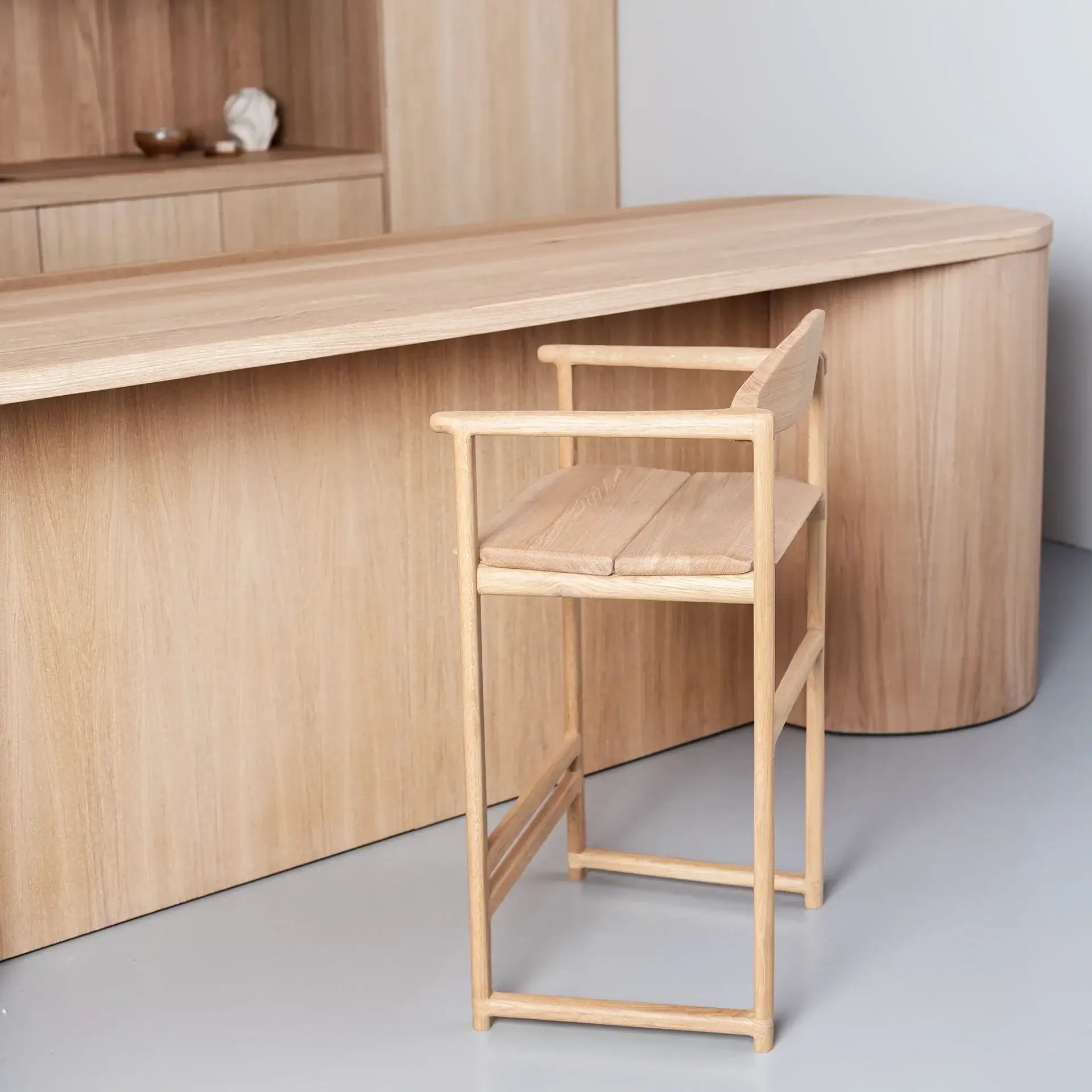 Oak Bar Stool Carl – Oak – Wood Seat - Image 3