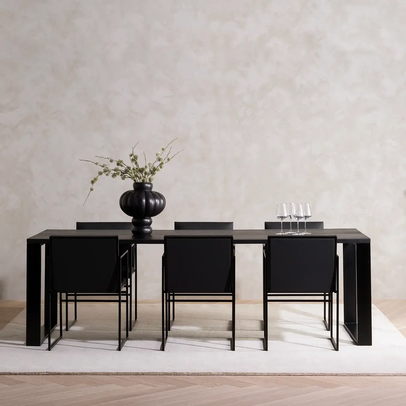 Dining table Diana  - Black Frame - Black oak Wood Top - Image 2