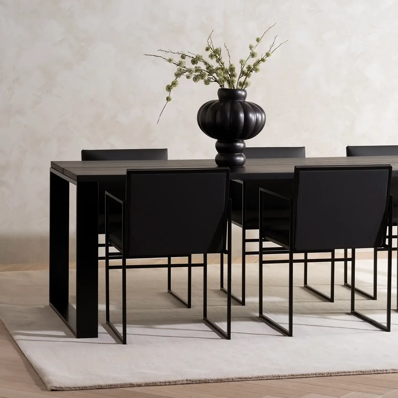 Dining table Diana  - Black Frame - Black oak Wood Top - Image 5