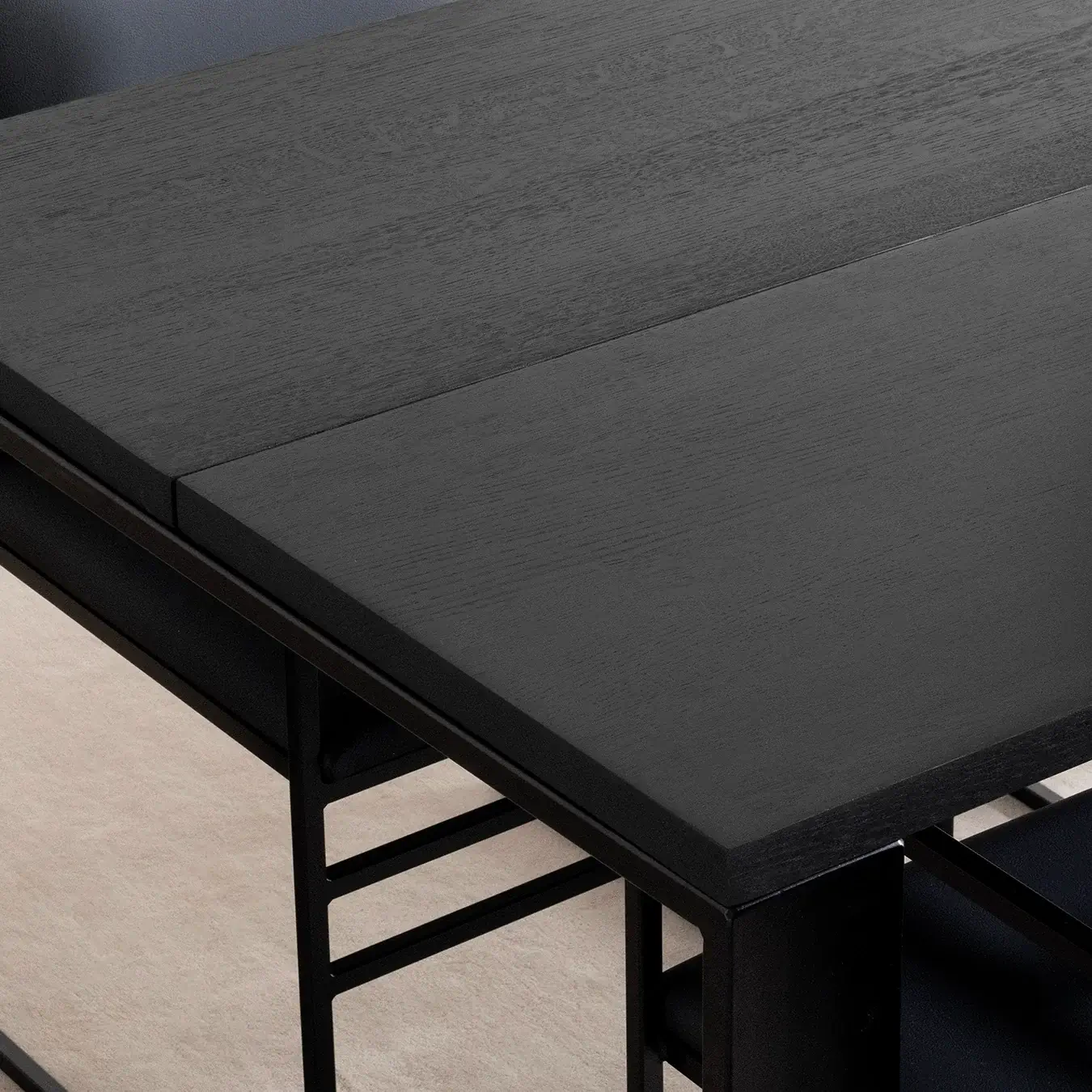 Dining table Diana  - Black Frame - Black oak Wood Top - Image 7