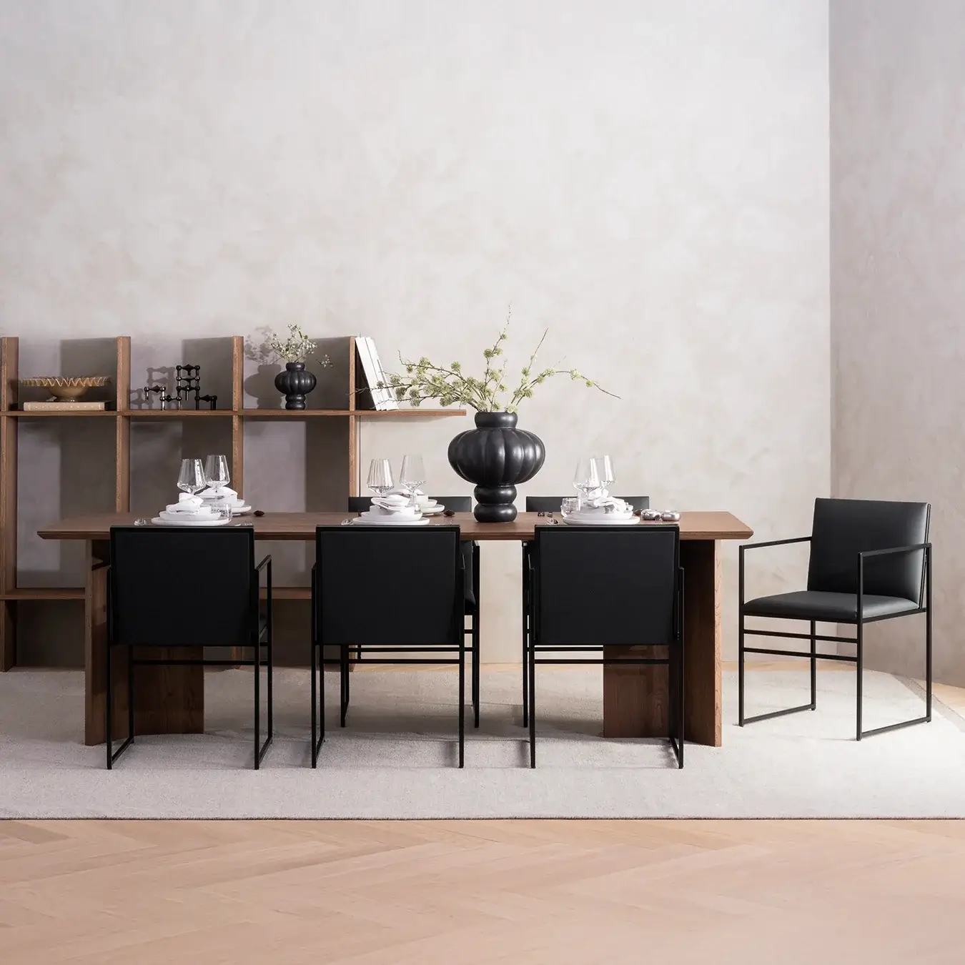 Dining chair Sella - Black Frame - Jade black leather - Image 5