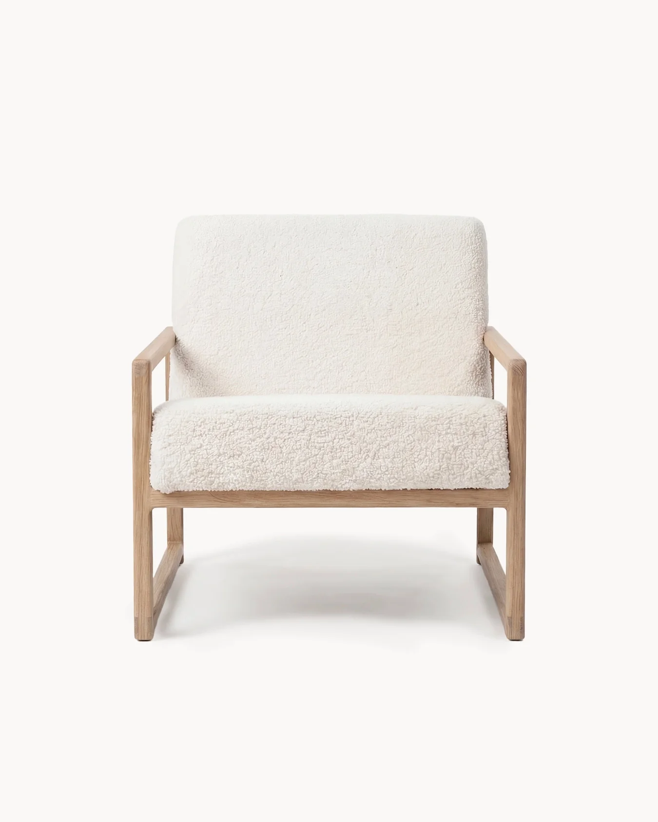 Armchair Einar – Oak Frame – Ivory Bouclé Cushion - Image 4