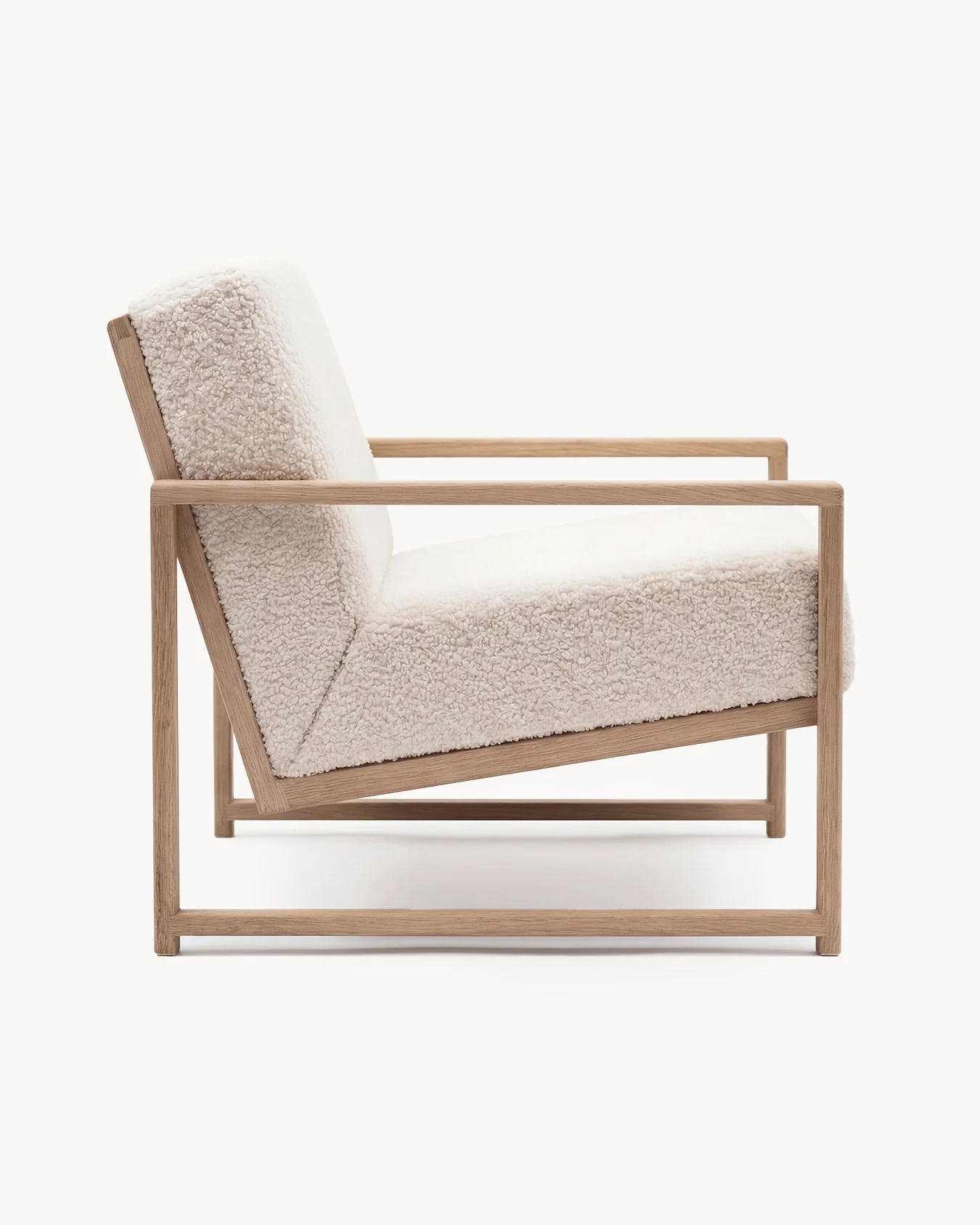 Armchair Einar – Oak Frame – Ivory Bouclé Cushion - Image 5