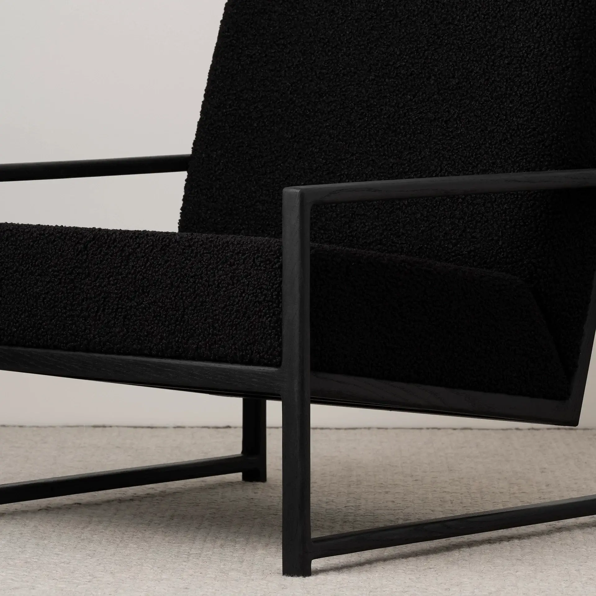Armchair Einar – Black Oak Frame – Black Bouclé Cushion - Image 3