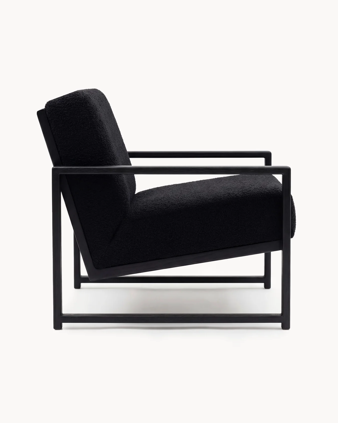 Armchair Einar – Black Oak Frame – Black Bouclé Cushion - Image 5