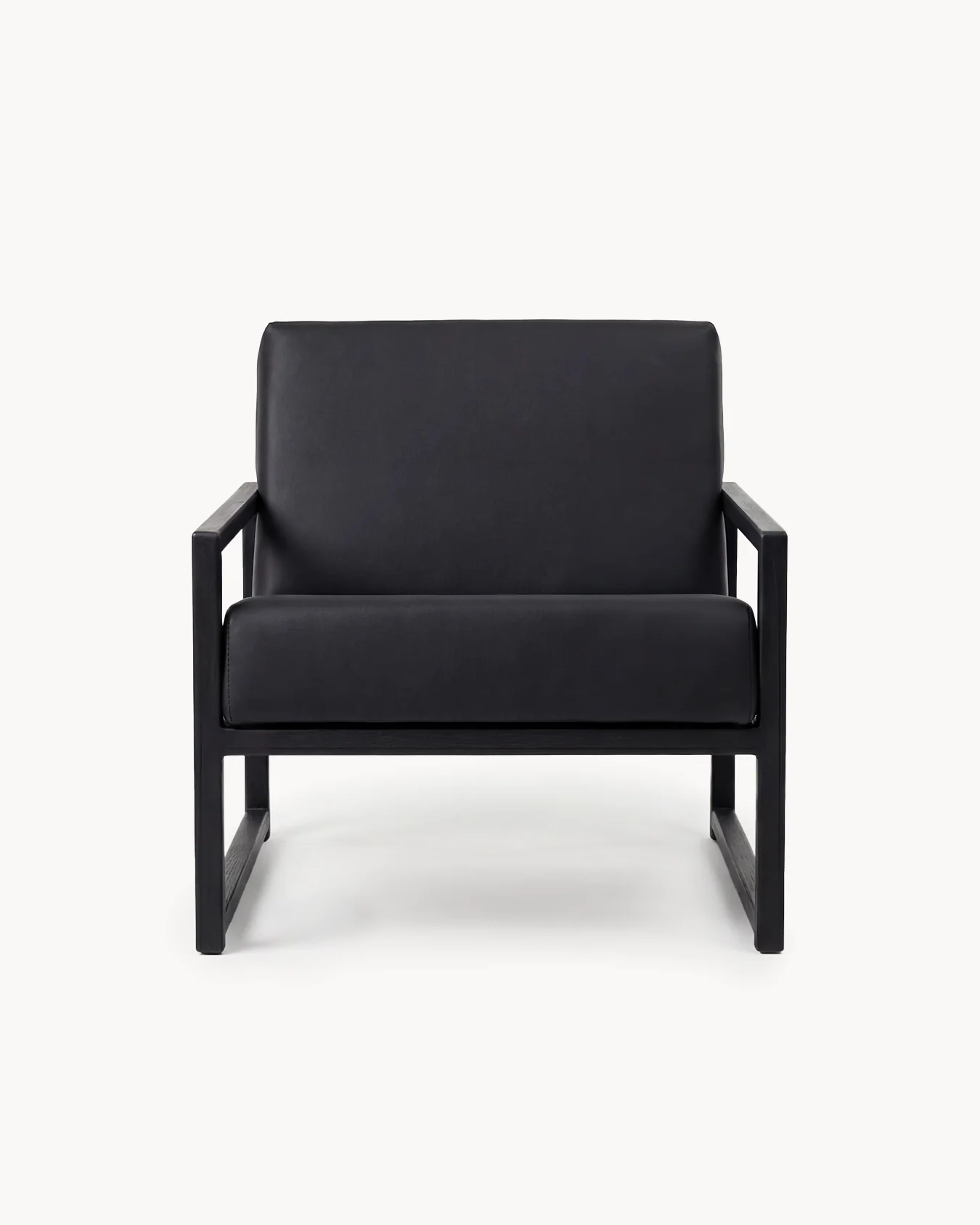 Armchair Einar – Black Oak Frame – Jade Black Leather Cushion - Image 4