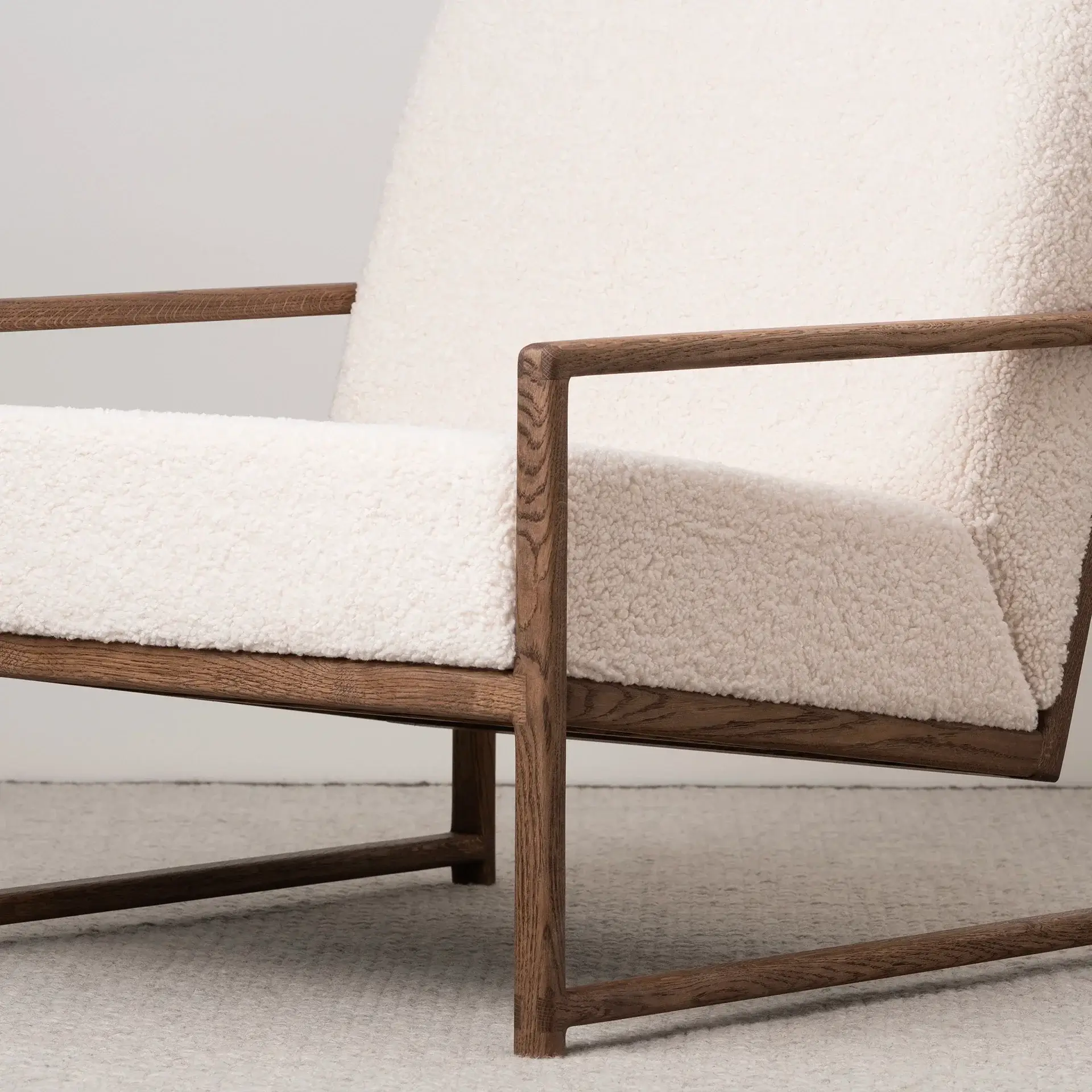 Armchair Einar – Dark Oak Frame – Ivory Bouclé Cushion - Image 3