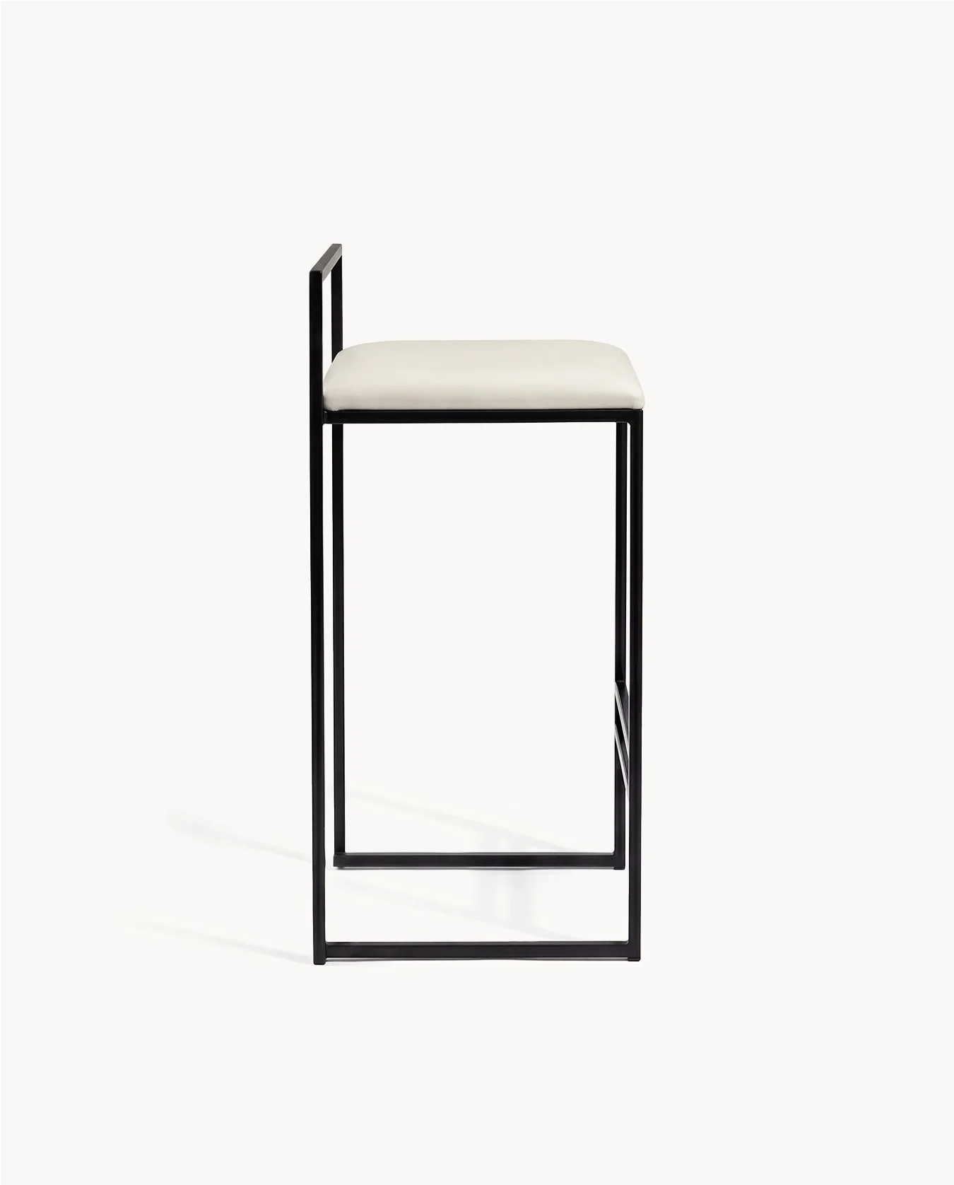 Bar Stool Freja – Black Frame – Ivory Leather Cushion - Image 4