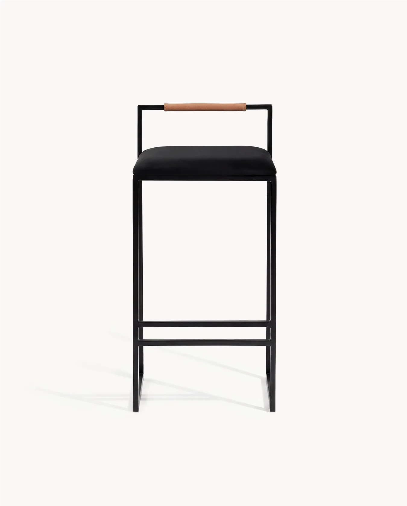 Bar Stool Freja – Black Frame – Black Velvet Cushion & Coffee Bean Backrest - Image 3