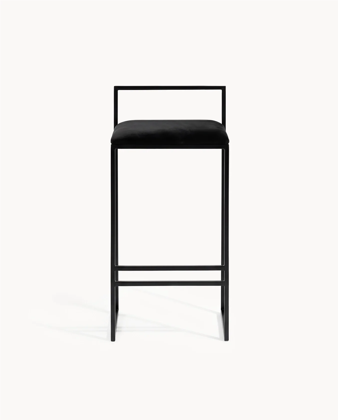 Bar Stool Freja – Black Frame – Jade Black Velvet Cushion - Image 3