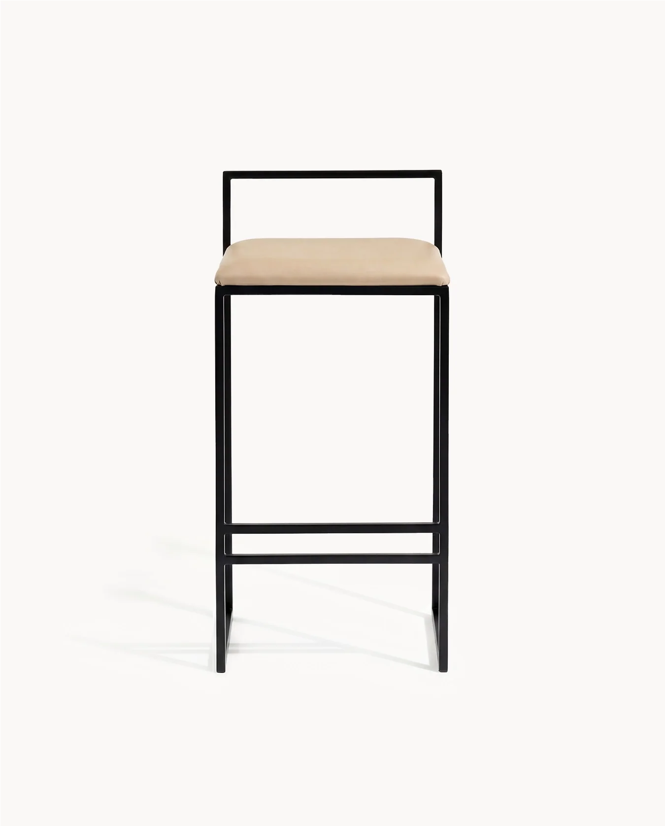 Bar Stool Freja – Black Frame – Latte Leather Cushion - Image 3