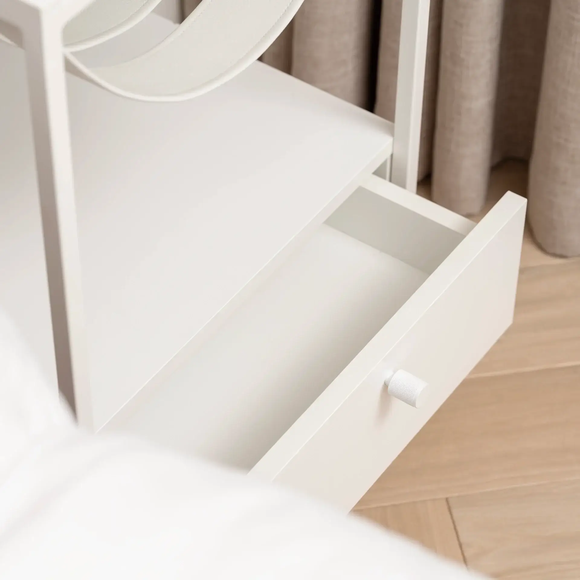 Bedside table Iris  - White - White Straps - White Laminate Top - Image 5