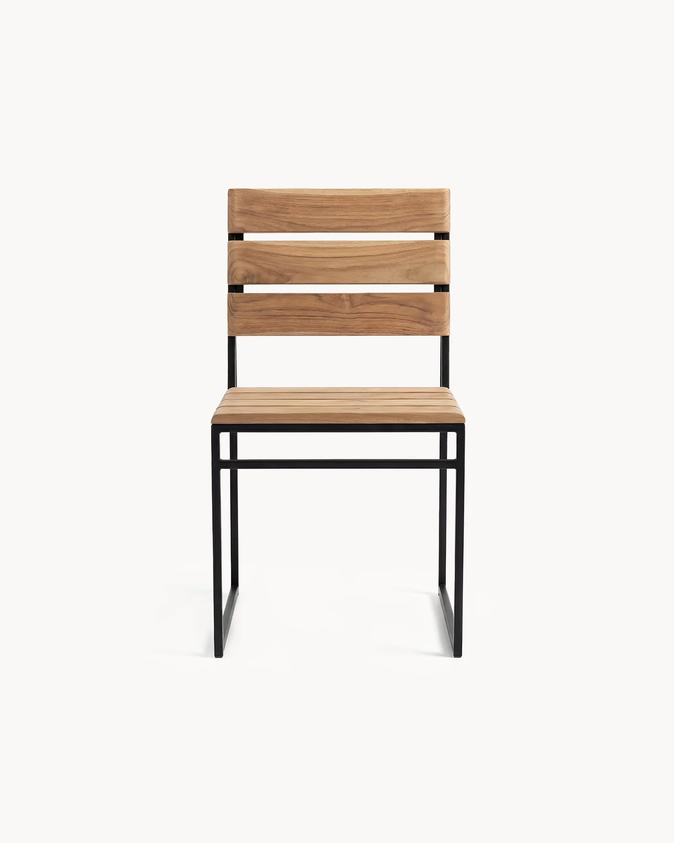 Garden Dining Chair Edith – Black Frame & Teak - Image 3
