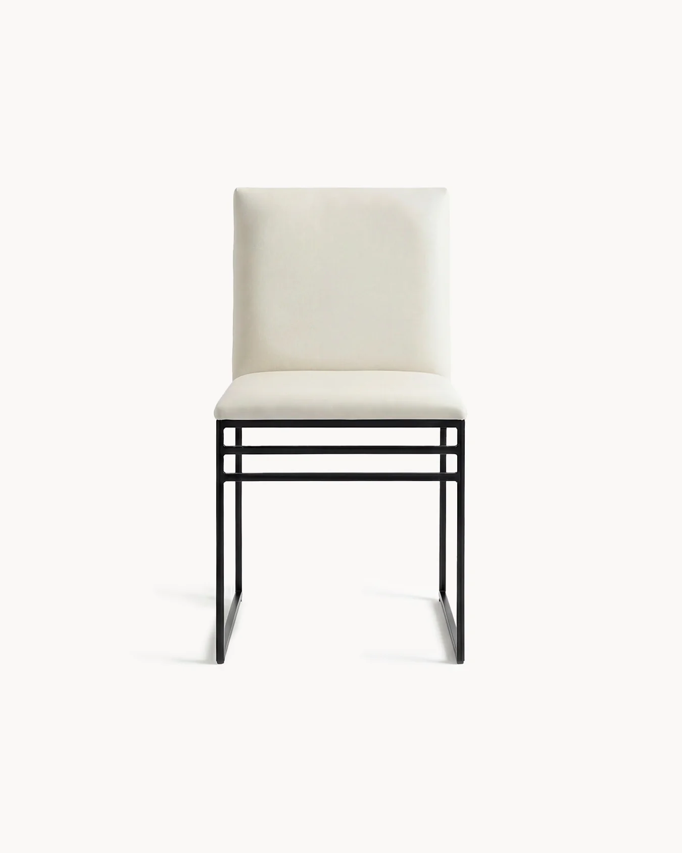 Dining chair Isabell - Black Frame - Ivory leather Cushion - Image 4