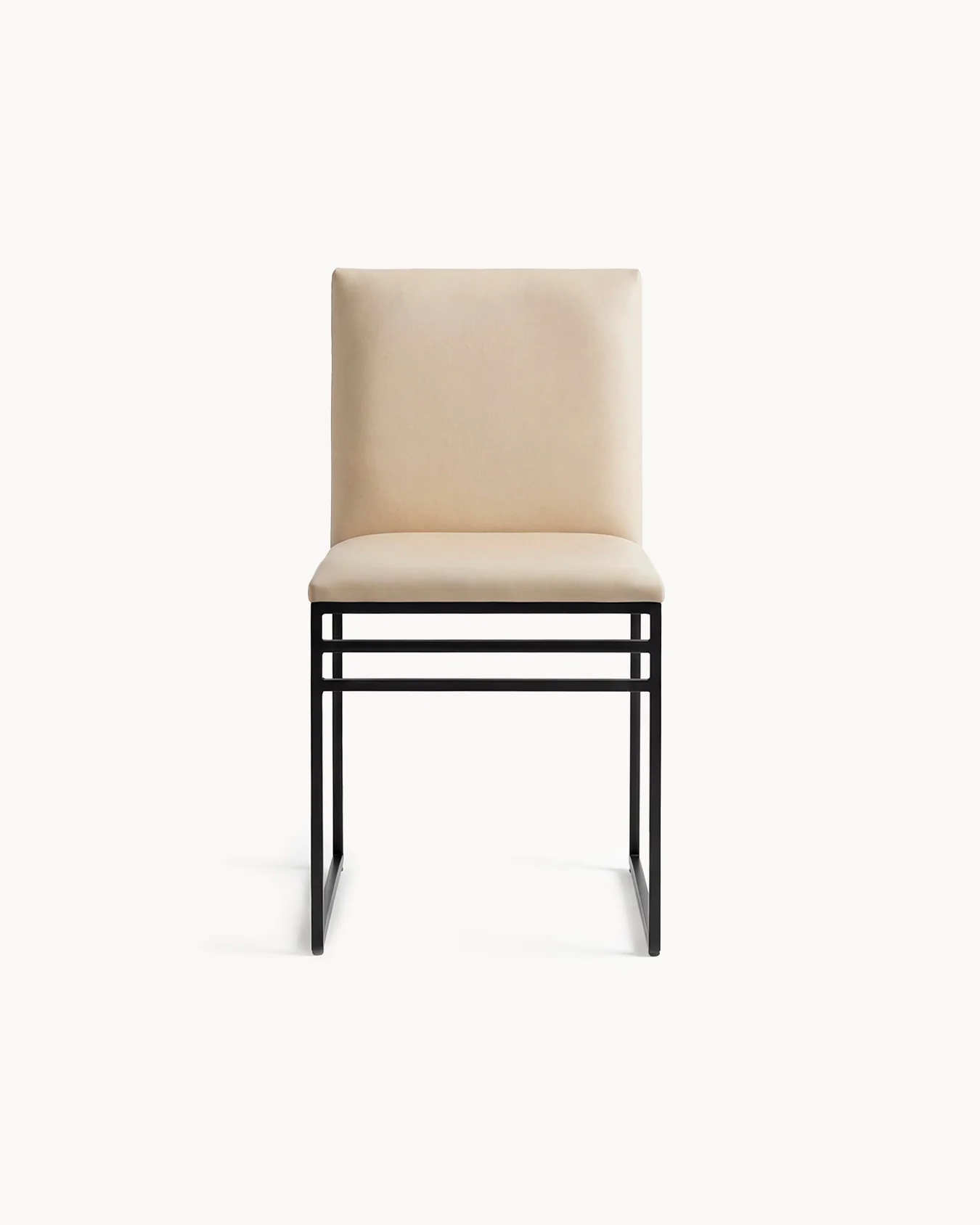 Dining chair Isabell - Black Frame - Sand leather Cushion - Image 4
