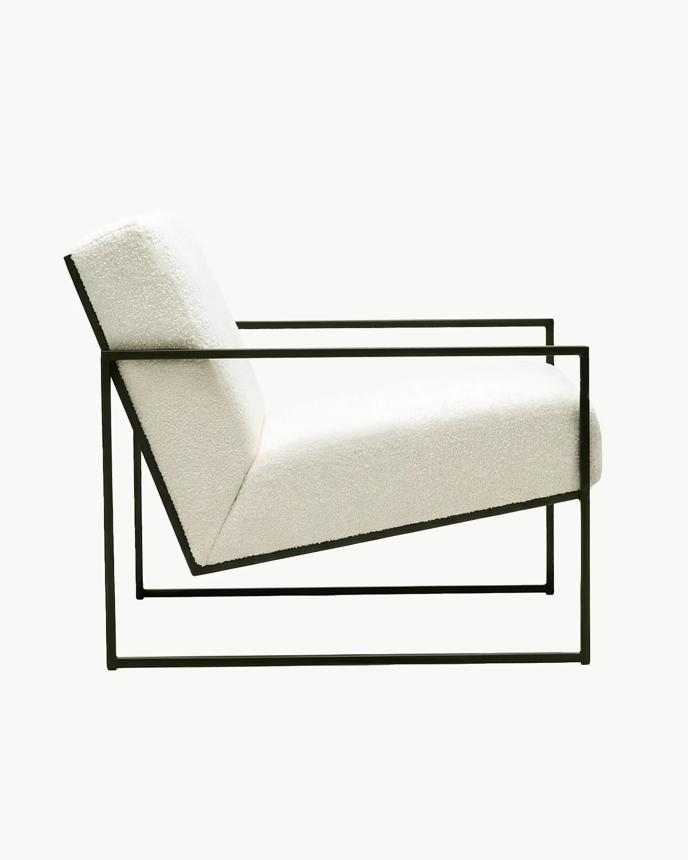 Armchair Kent – Black Frame – Ivory Bouclé Cushion - Image 4