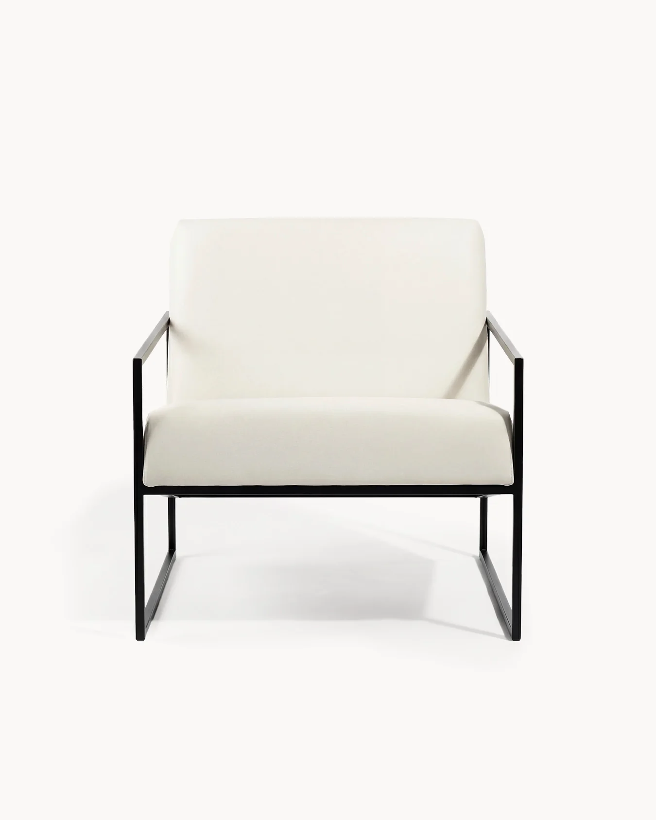 Armchair Kent – Black Frame – Ivory Leather Cushion - Image 3