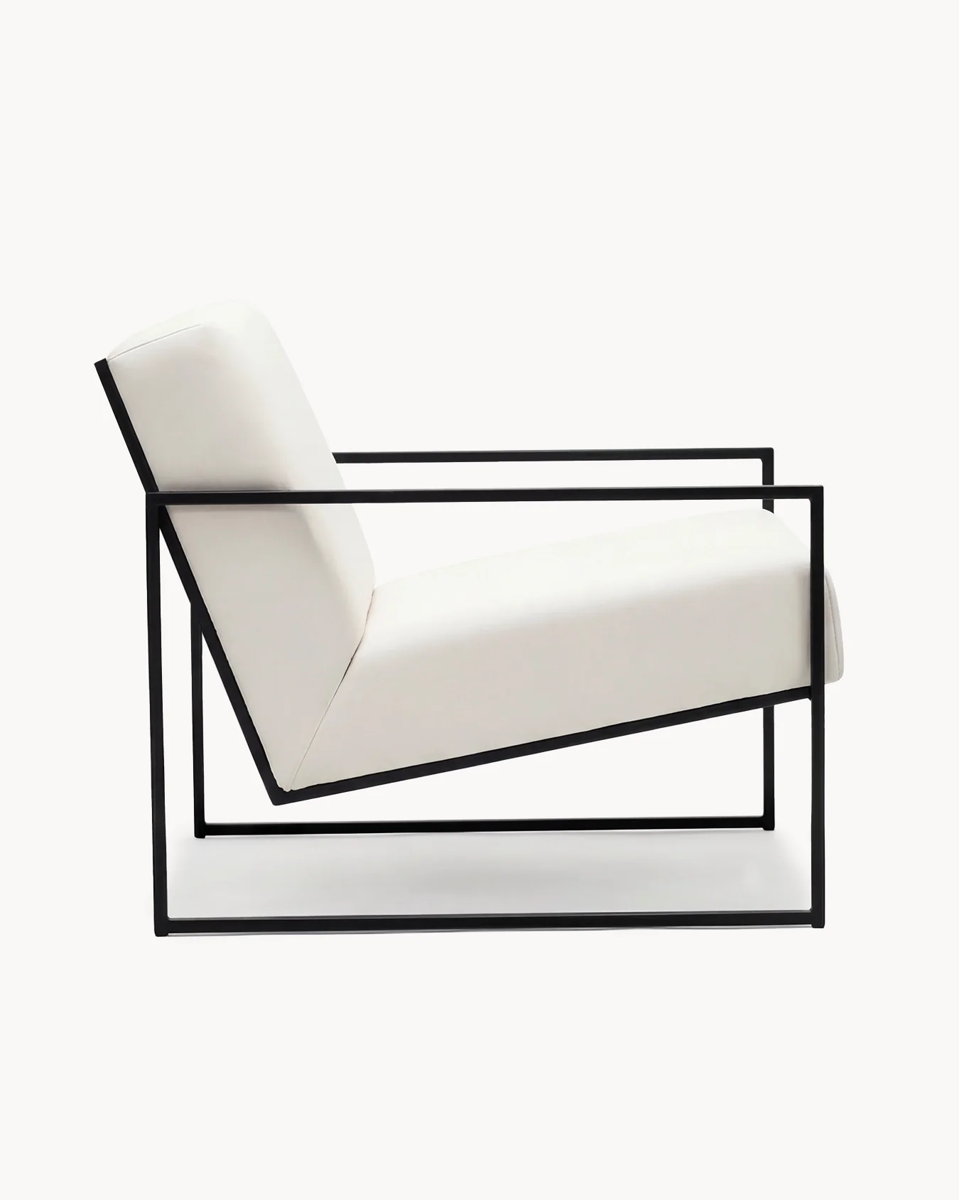 Armchair Kent – Black Frame – Ivory Leather Cushion - Image 4