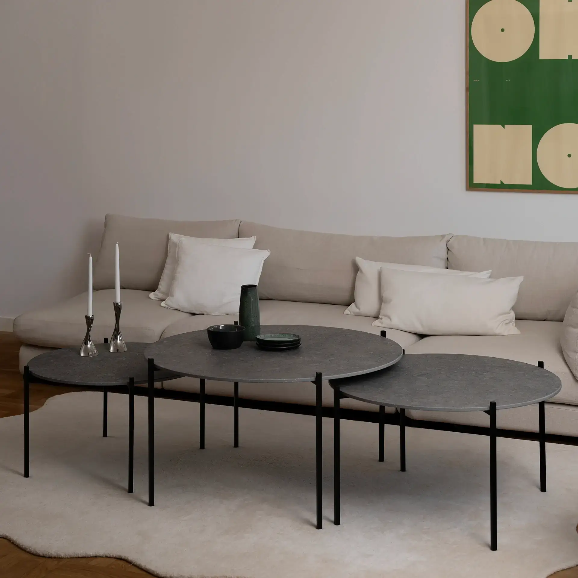 Coffee table Leo - Large set - Black Frame - Grafite Dekton Top - Image 2