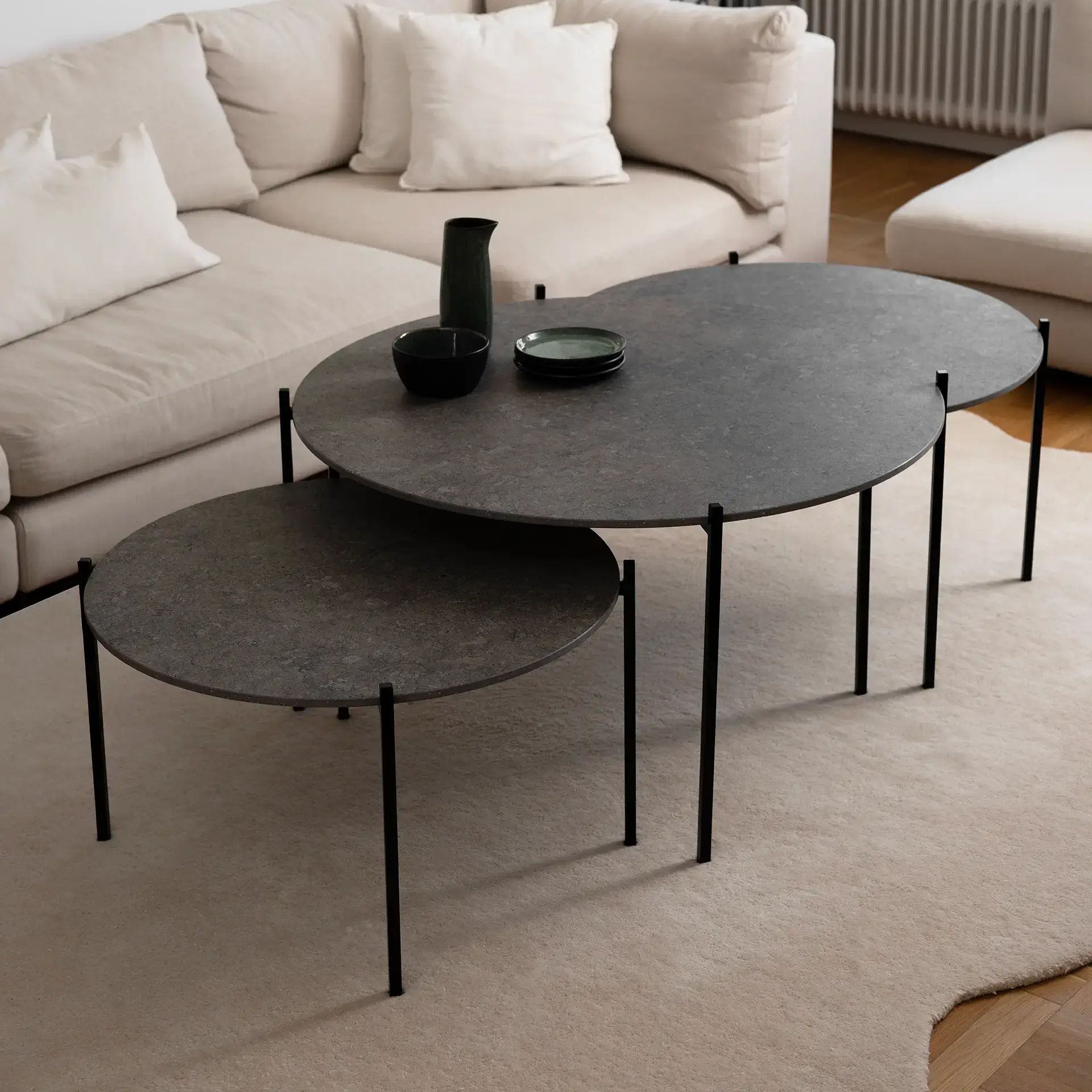 Coffee table Leo - Large set - Black Frame - Grafite Dekton Top - Image 3
