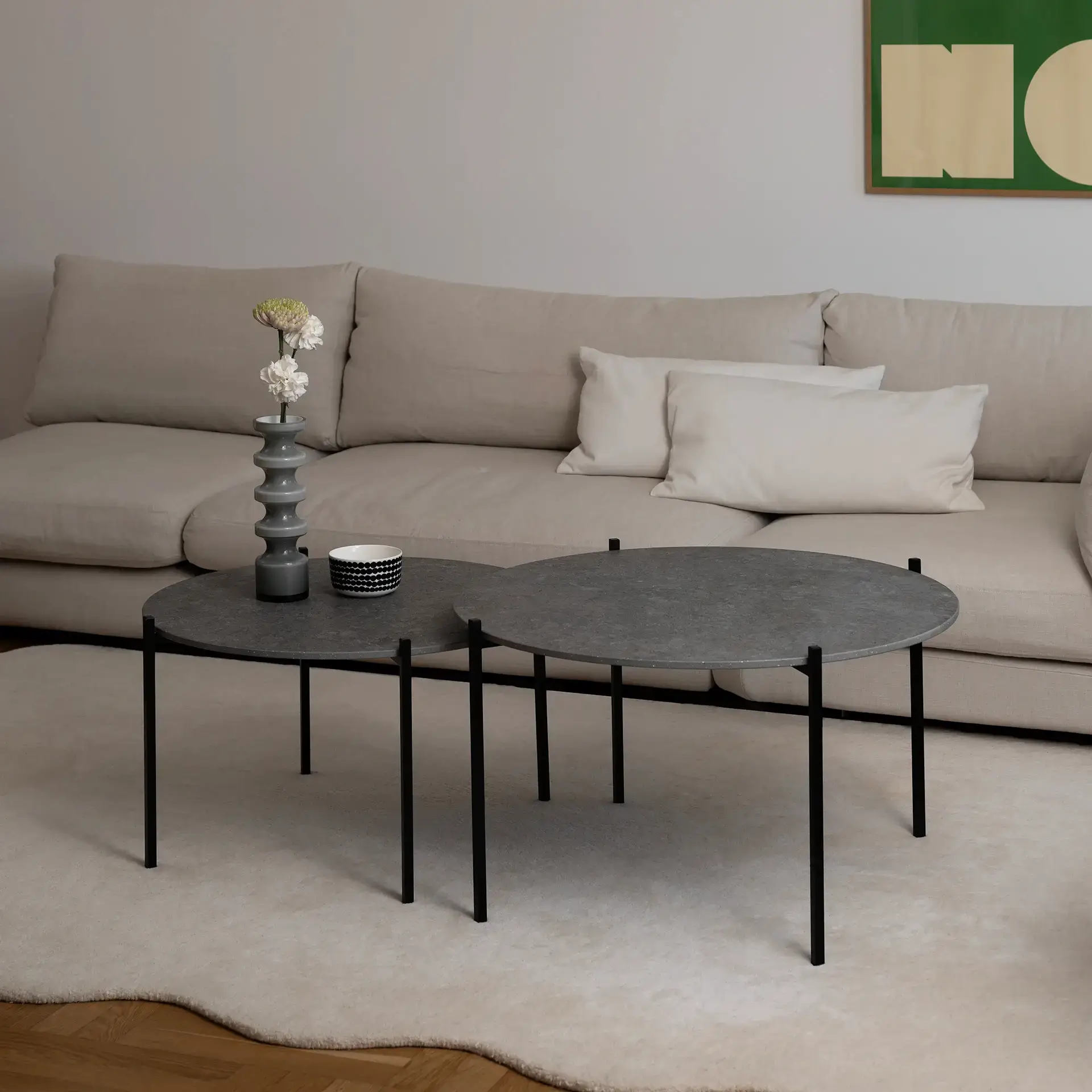 Coffee table Leo - Medium set - Black Frame - Grafite Dekton Top - Image 3