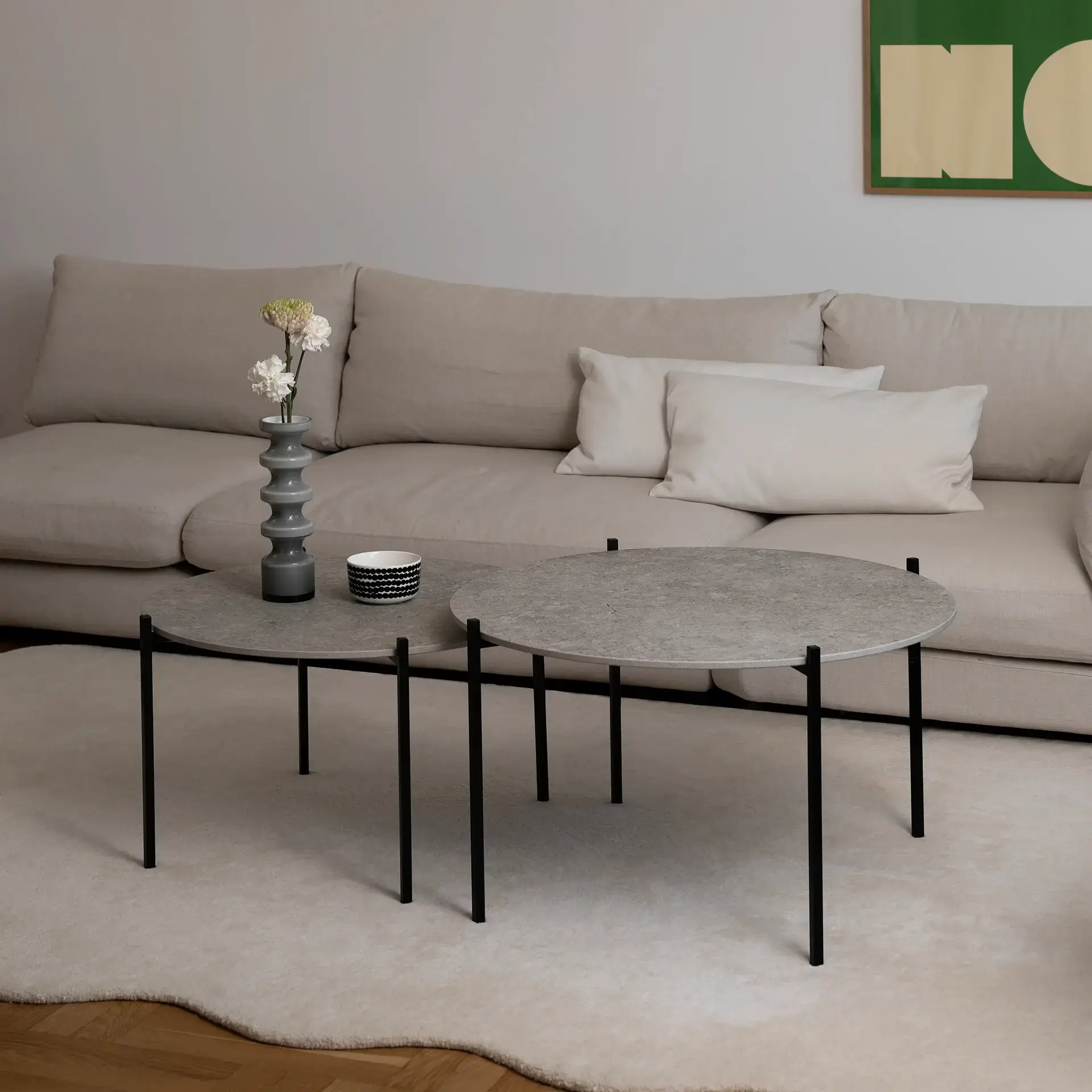 Coffee table Leo - Medium set - Black Frame - Grigio Dekton Top - Image 3