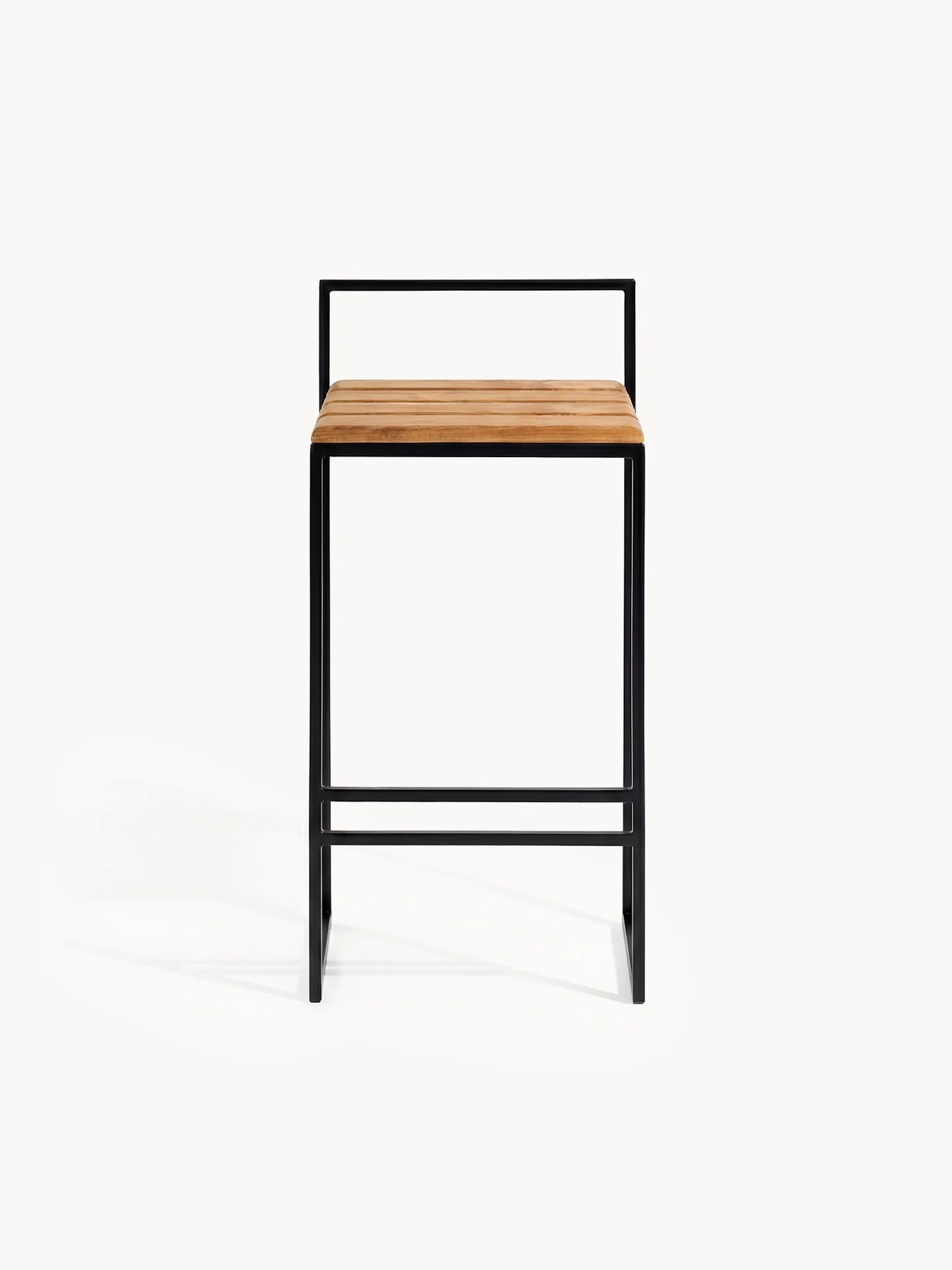 Outdoor Bar Stool Saga – Black Frame & Teak - Image 4