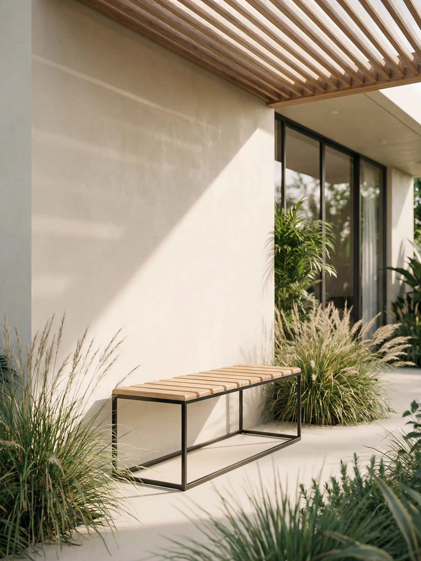 Garden Bench - Hedvig - Black Frame & Teak - Image 4