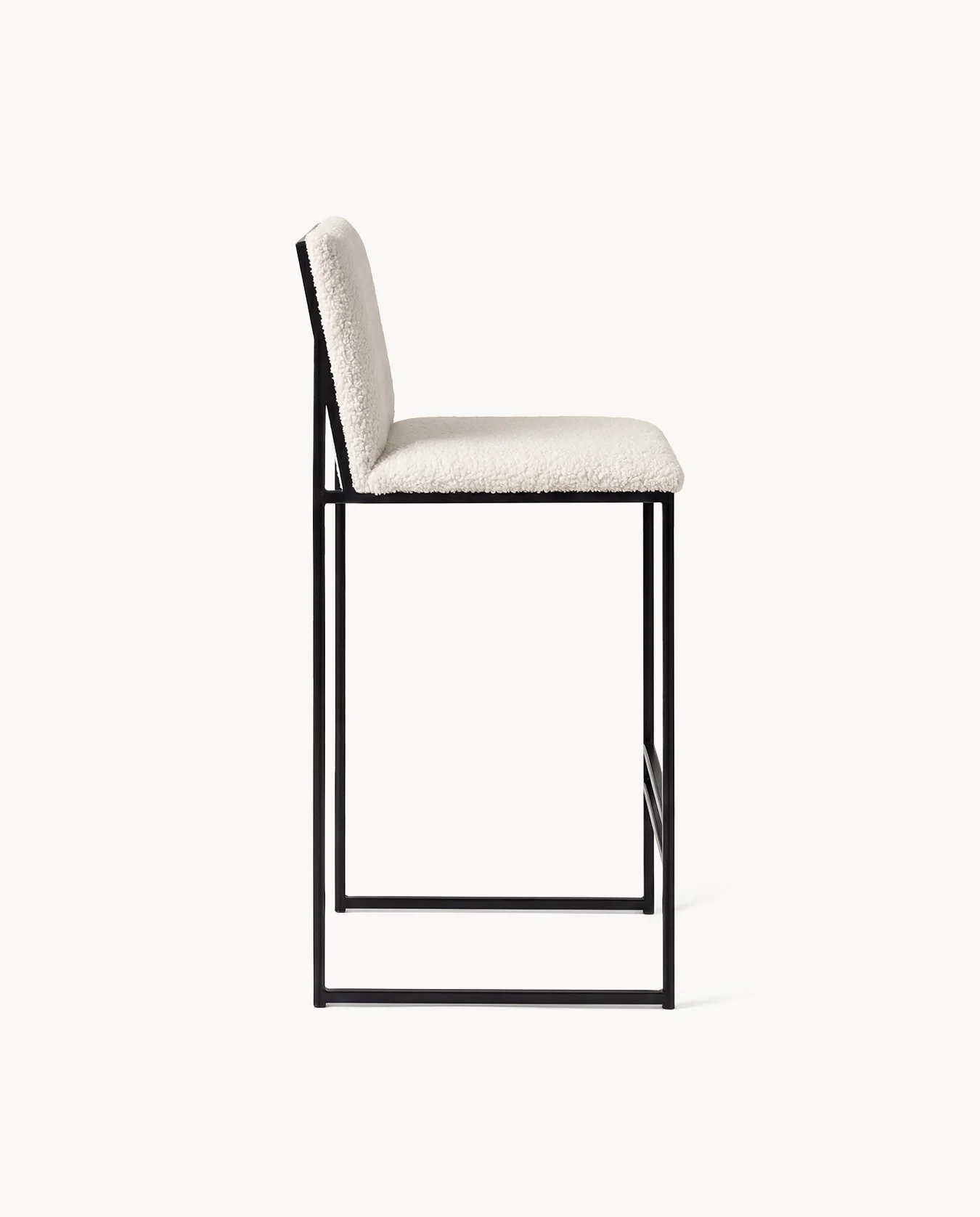 Bar Stool Philip – Black Frame – Ivory Bouclé Cushion - Image 5