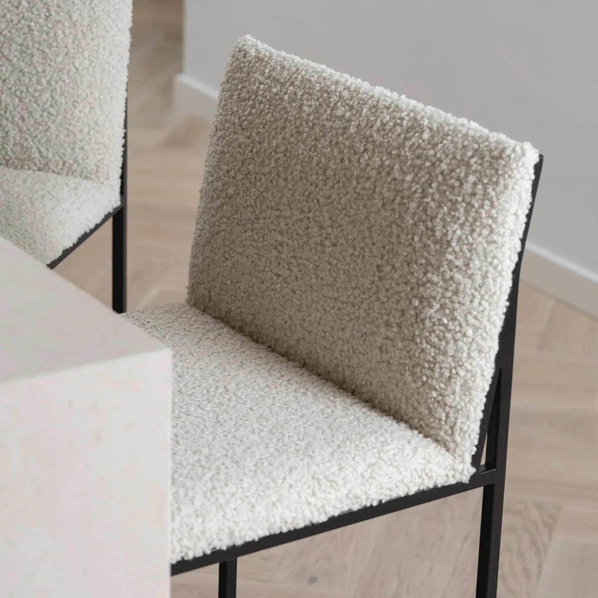 Bar Stool Philip – Black Frame – Ivory Bouclé Cushion - Image 7