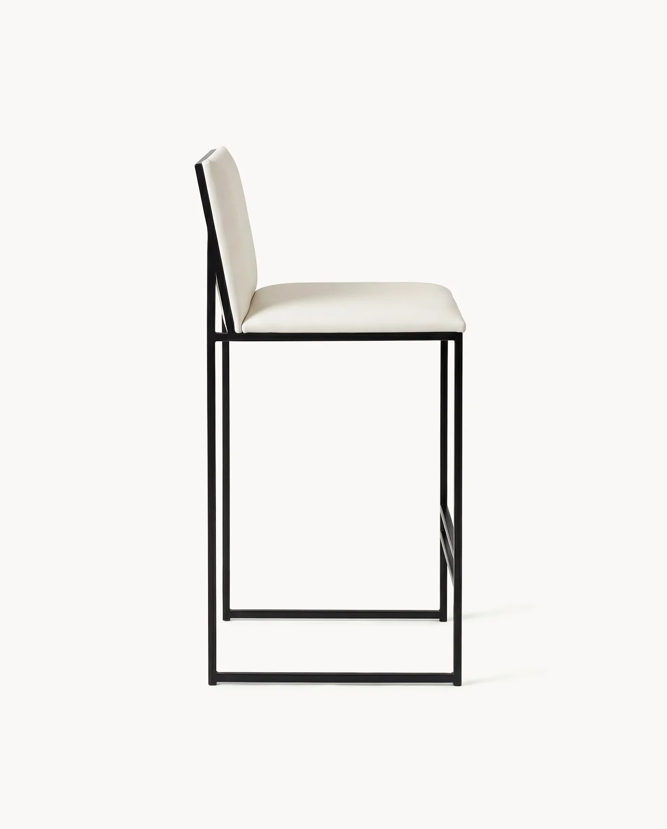 Bar Stool Philip – Black Frame – Ivory Leather Cushion - Image 5