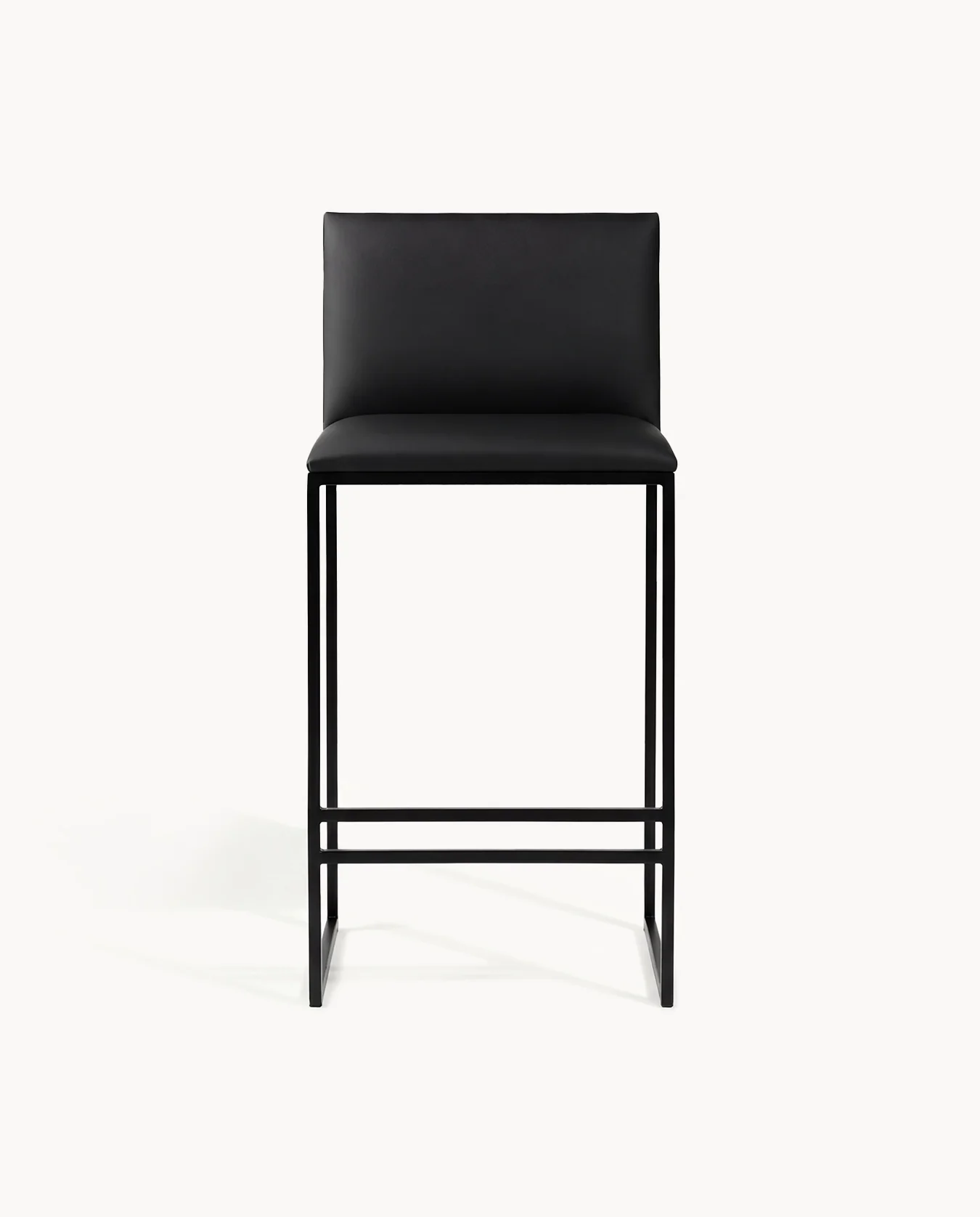 Bar Stool Philip – Black Frame – Jade Black Leather Cushion - Image 4