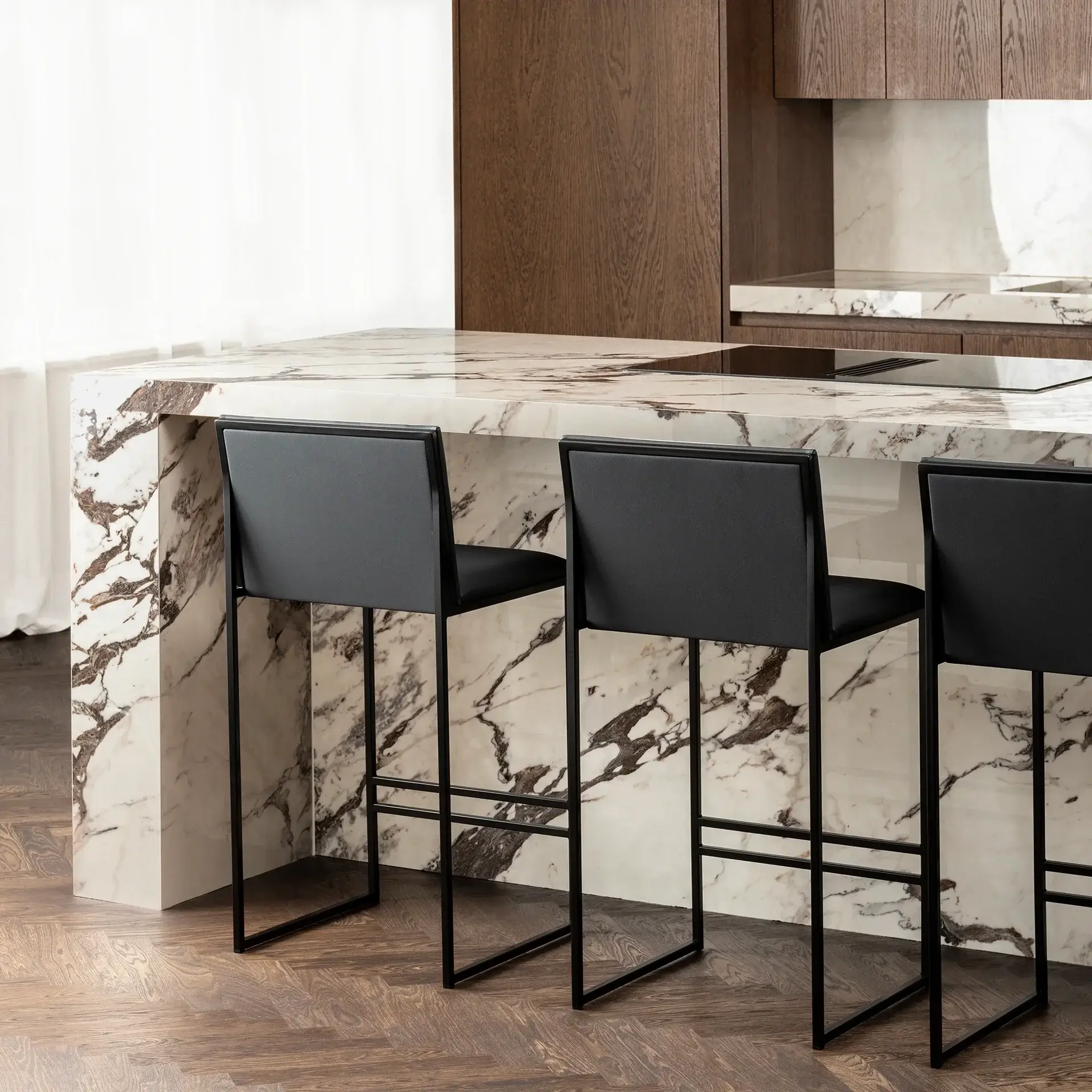Bar Stool Philip – Black Frame – Jade Black Leather Cushion - Image 6