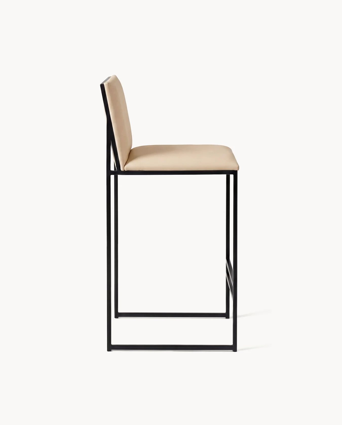 Bar Stool Philip – Black Frame – Sand Leather Cushion - Image 5
