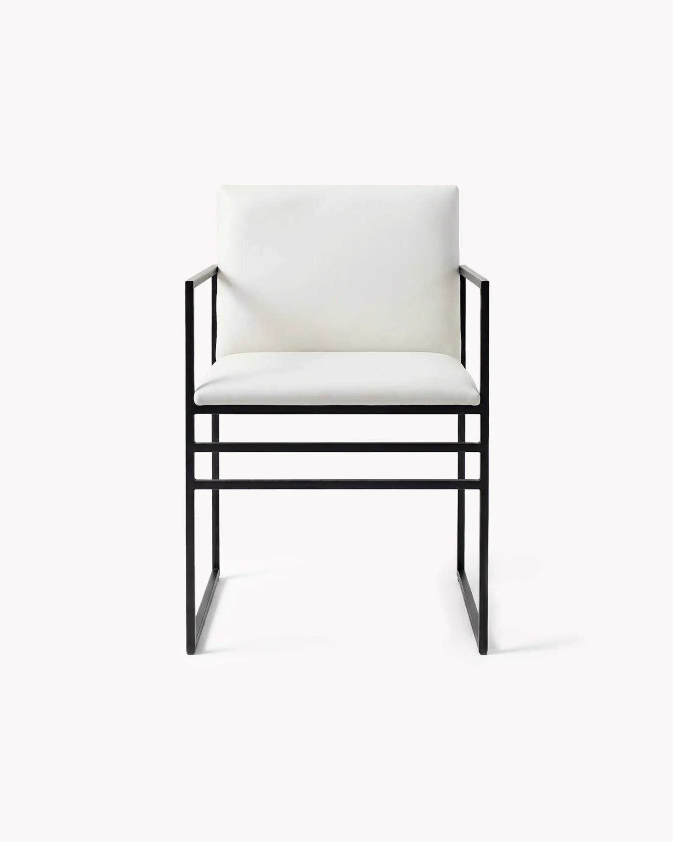 Dining chair Sella - Black Frame - Ivory leather Armrest - Image 4