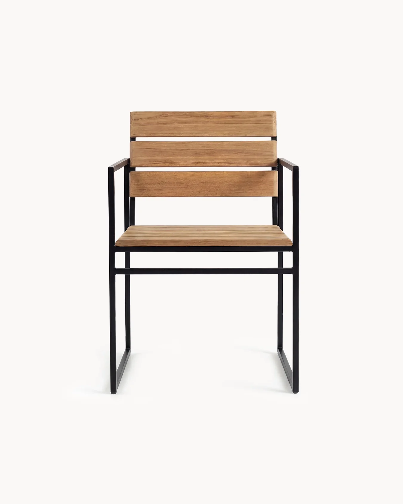 Garden Dining Chair Signe – Black Frame & Teak - Image 4