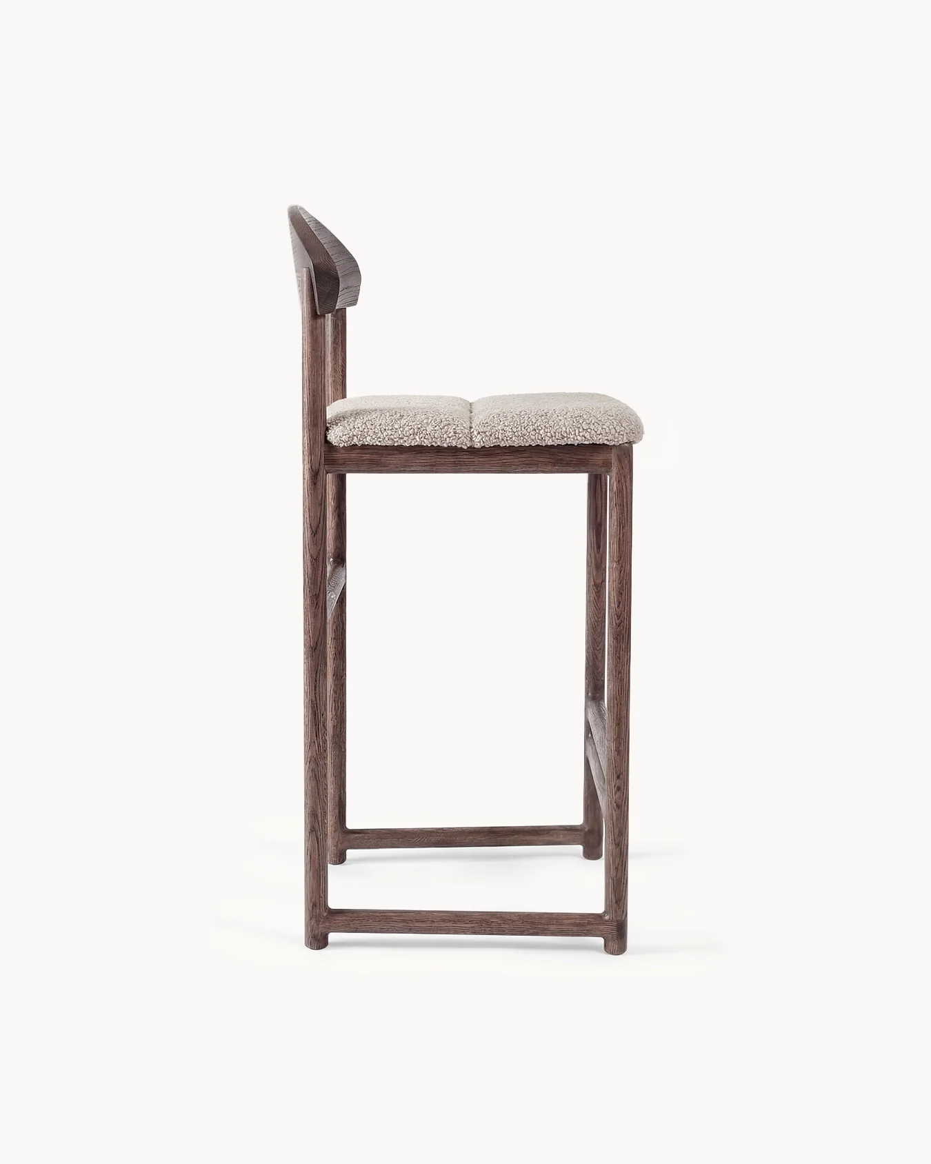 Oak Bar Stool Ted – Dark Oak – Greige Bouclé - Image 5