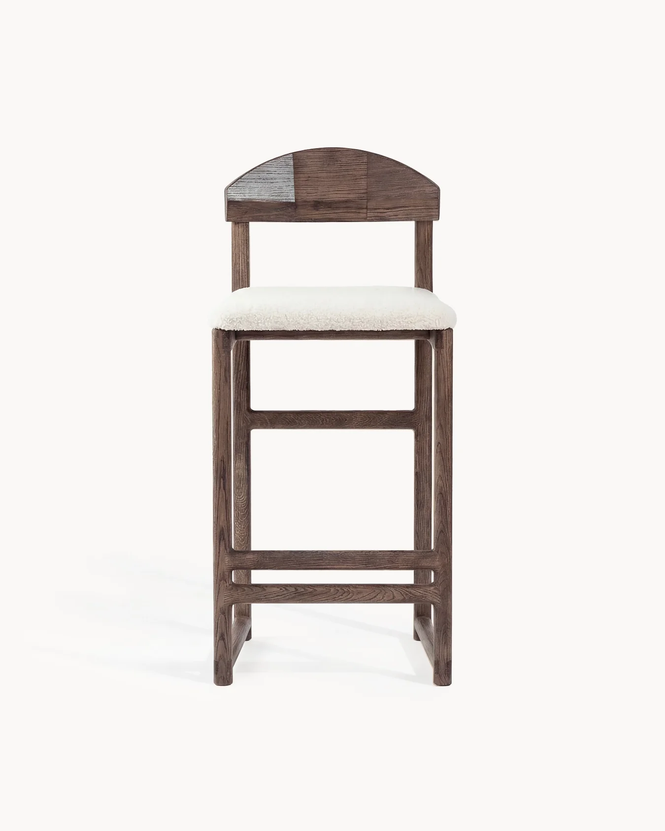Oak Bar Stool Ted – Dark Oak – Ivory Bouclé - Image 4