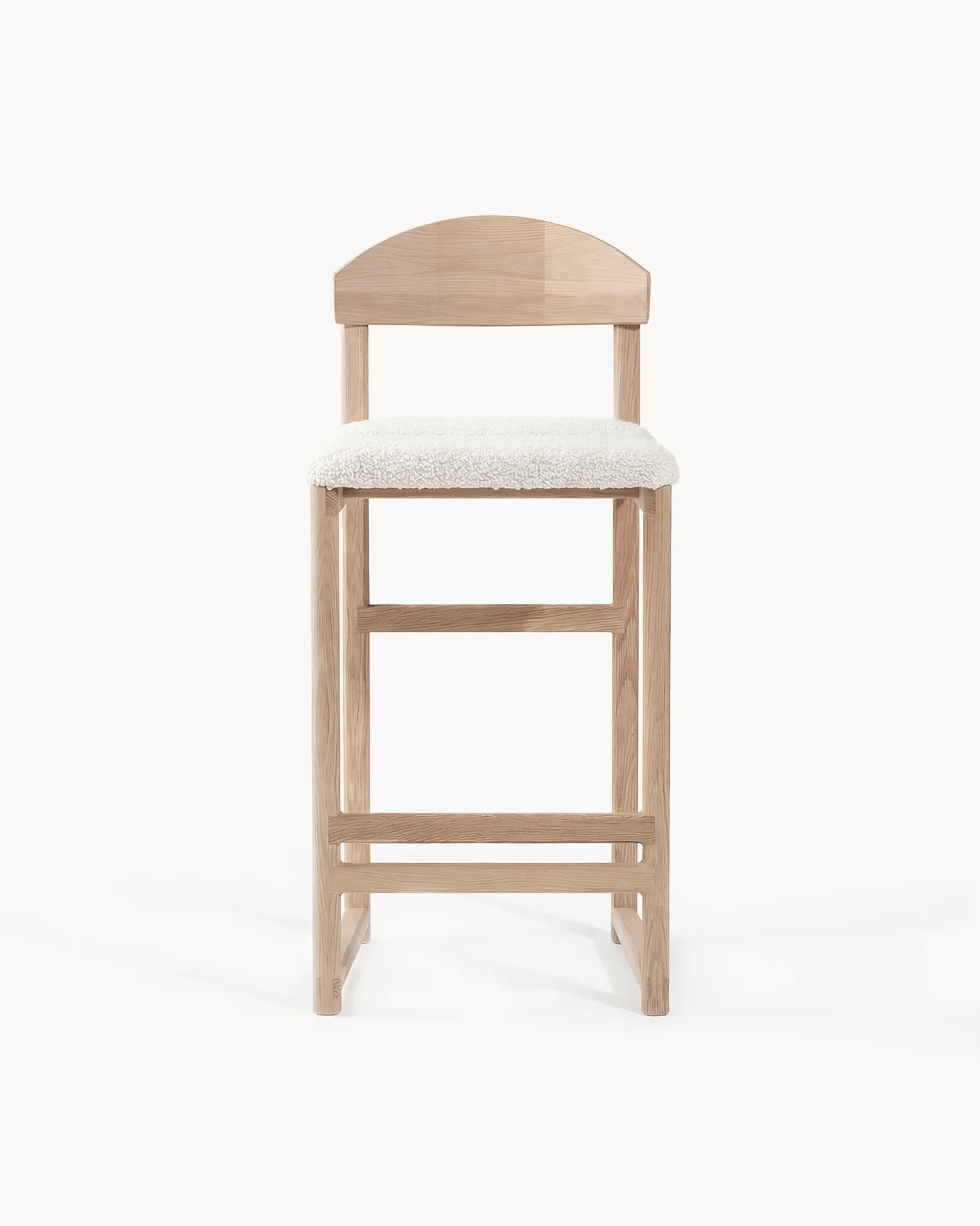Oak Bar Stool Ted – Oak – Ivory Bouclé - Image 4