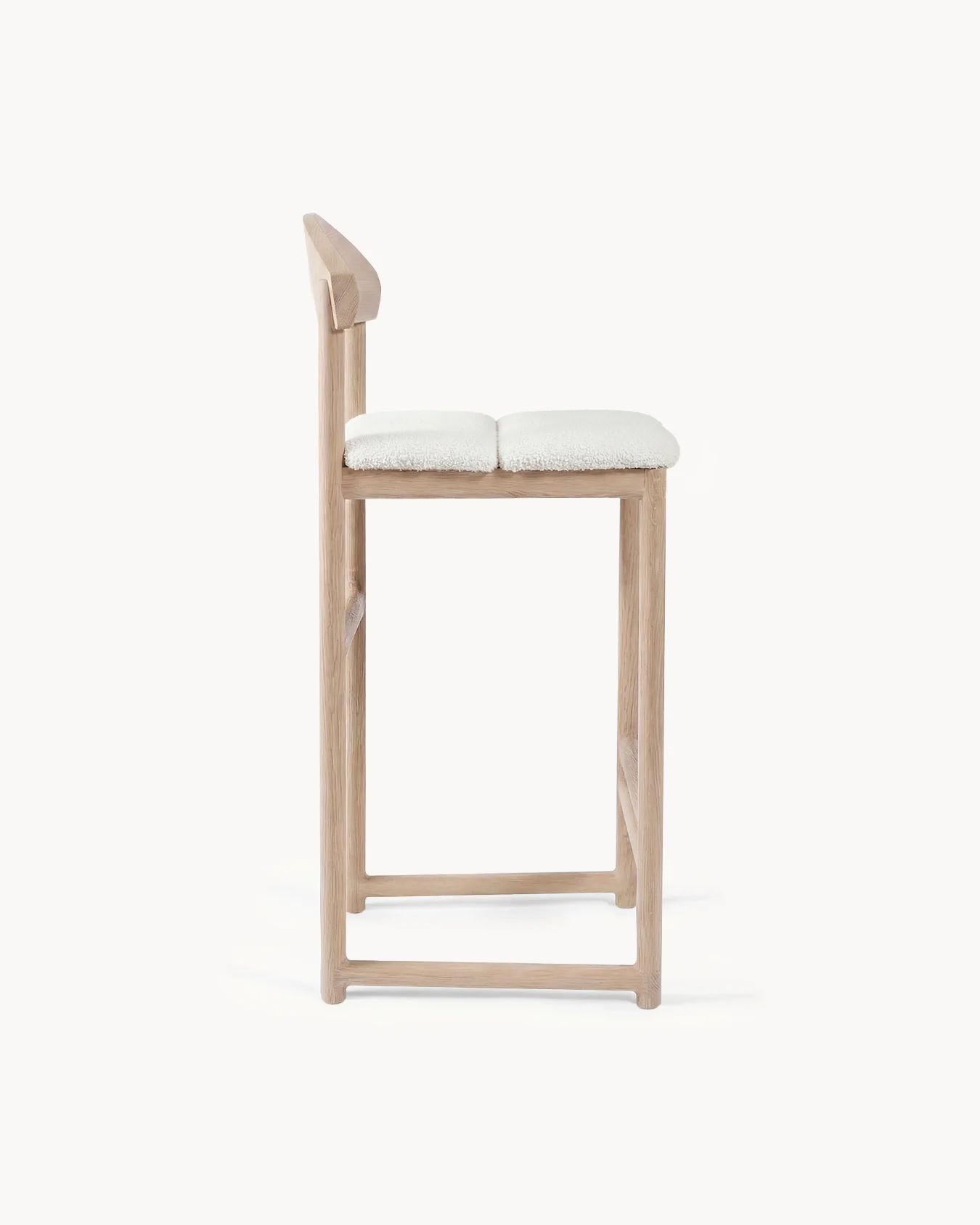 Oak Bar Stool Ted – Oak – Ivory Bouclé - Image 5