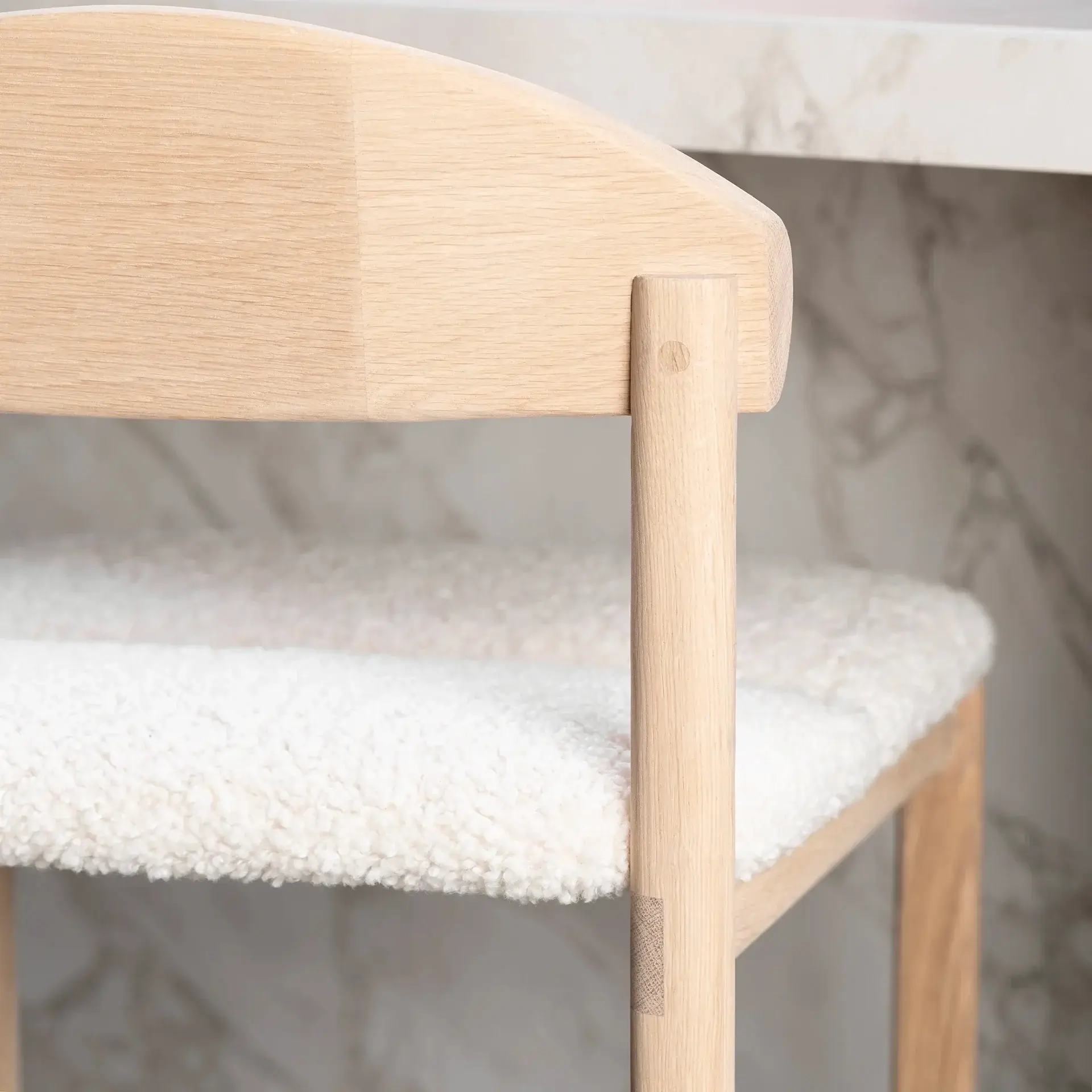 Oak Bar Stool Ted – Oak – Ivory Bouclé - Image 6
