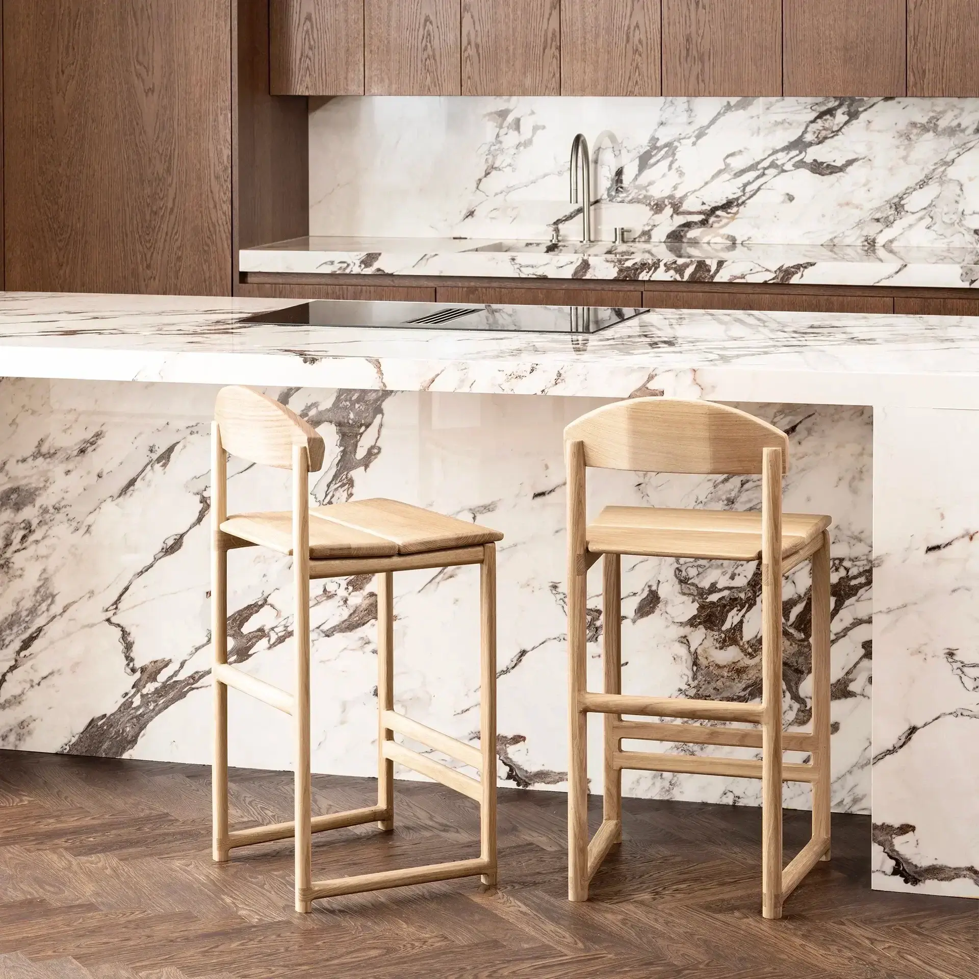 Oak Bar Stool Ted – Oak – Wood Seat - Image 3