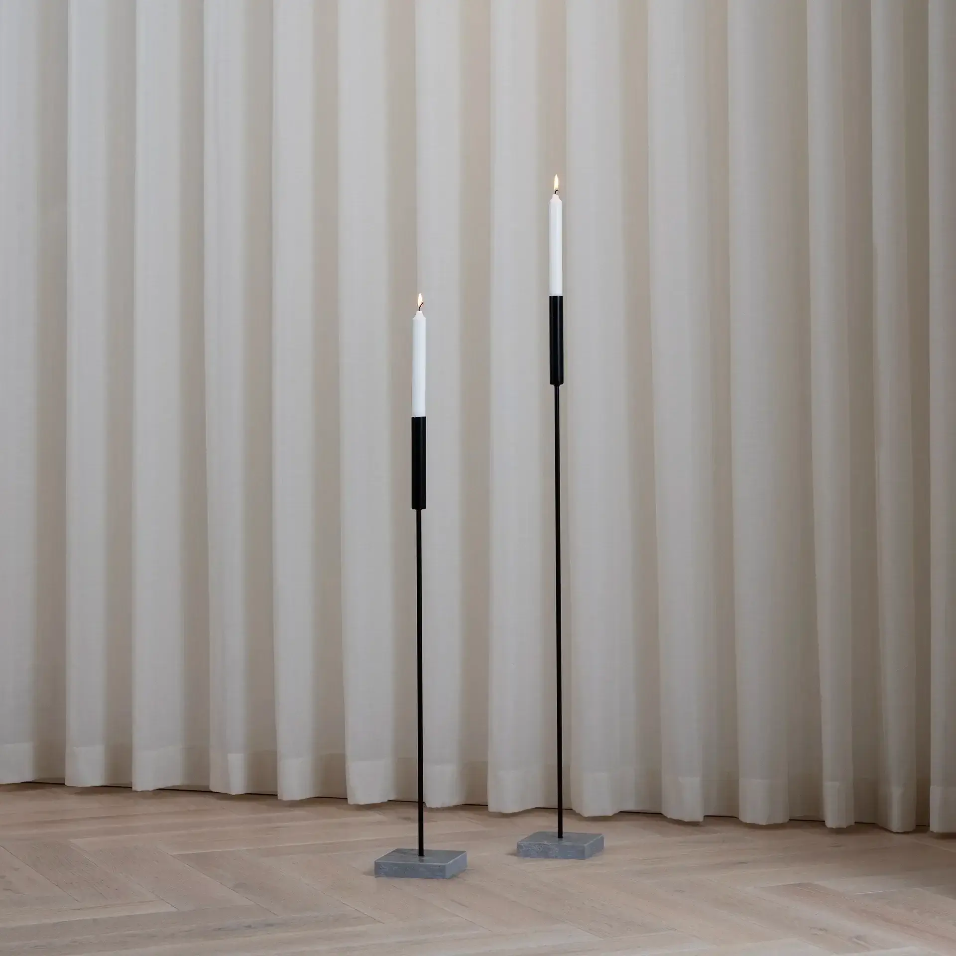 Candleholder Vera - 2 set - Black Frame - Turbin grey Stone - Image 3