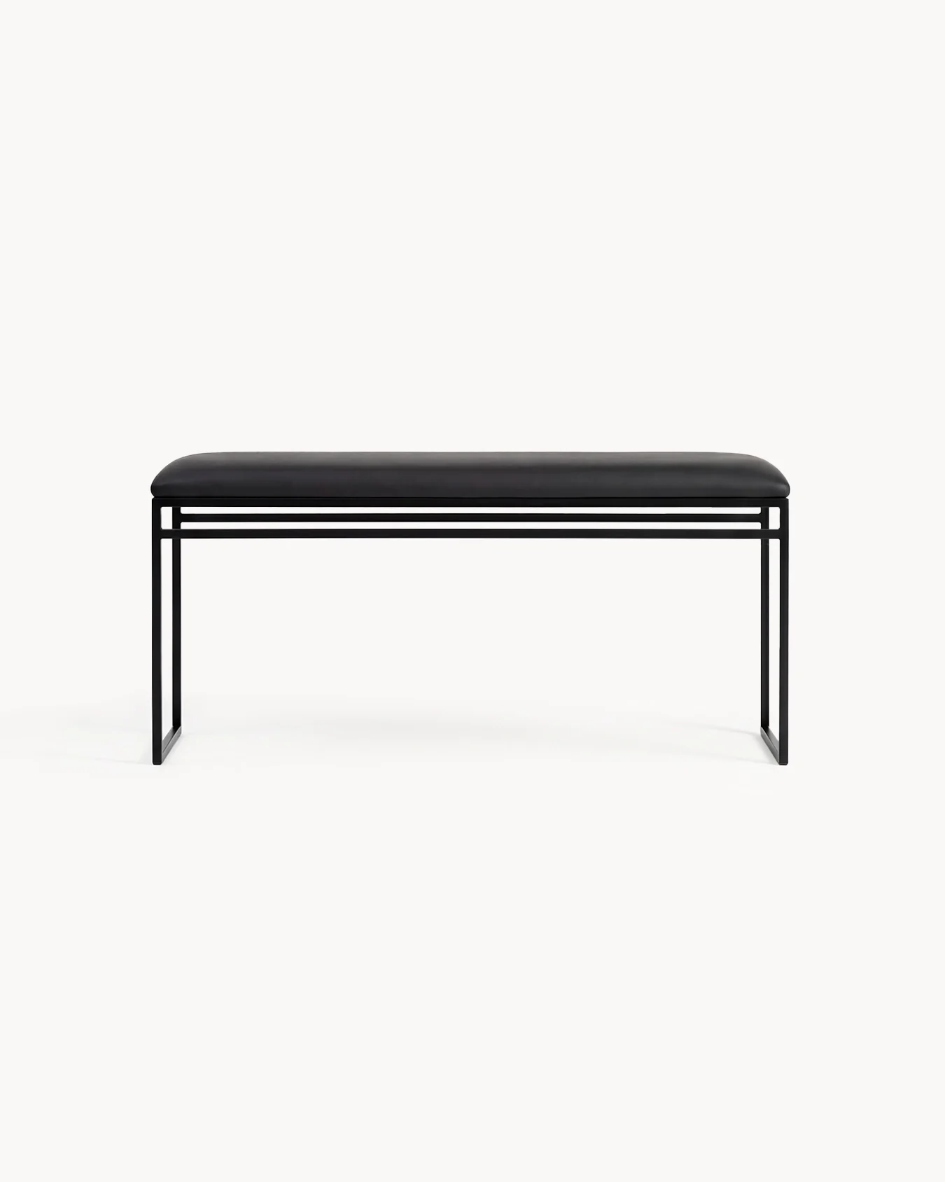 Bench Wilma - Black Frame - Jade black leather Cushion - Image 4