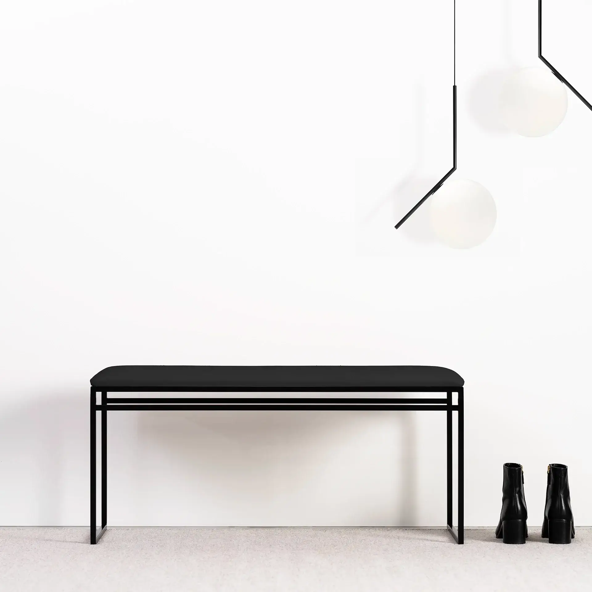 Bench Wilma - Black Frame - Jade black leather Cushion - Image 5
