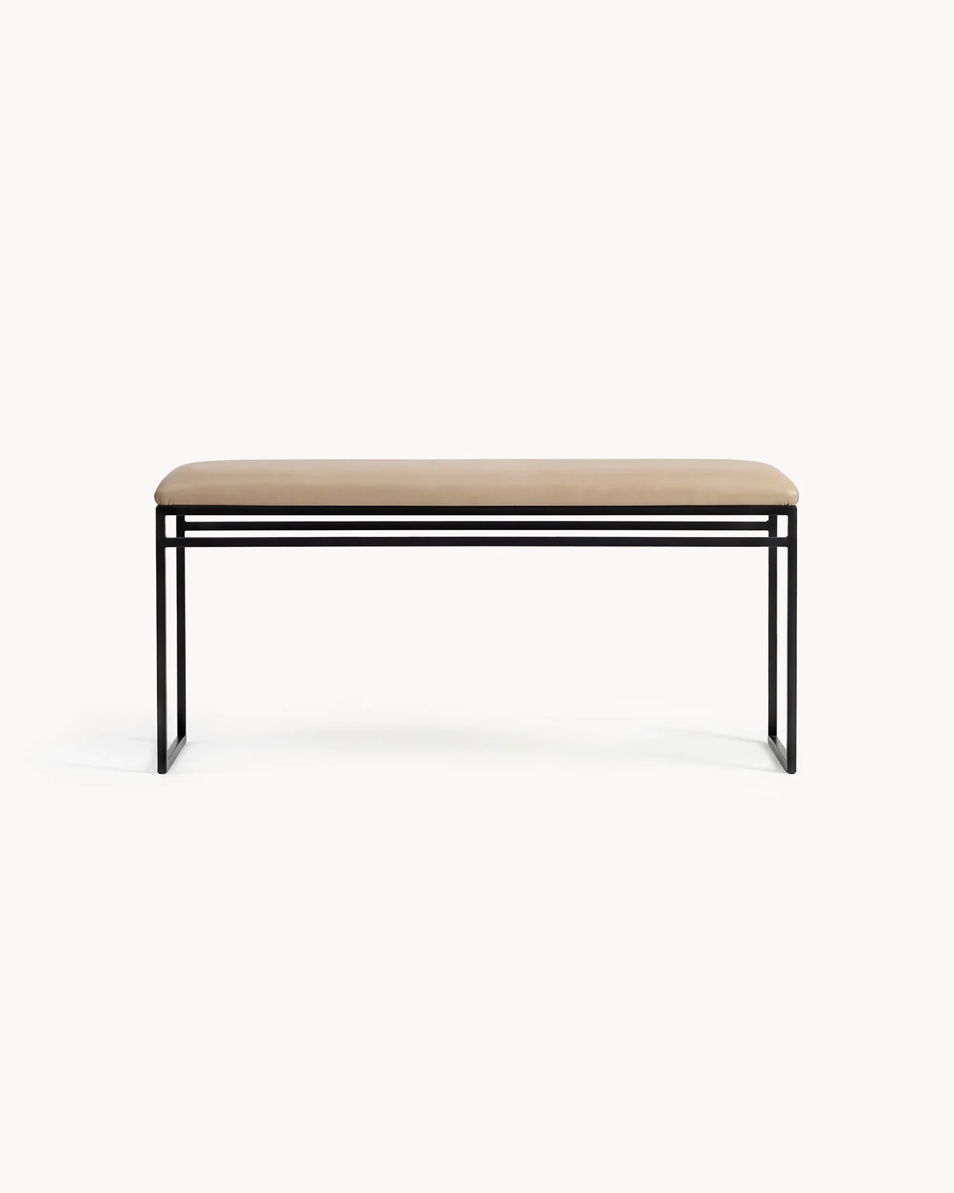 Bench Wilma - Black Frame - Latte leather Cushion - Image 3